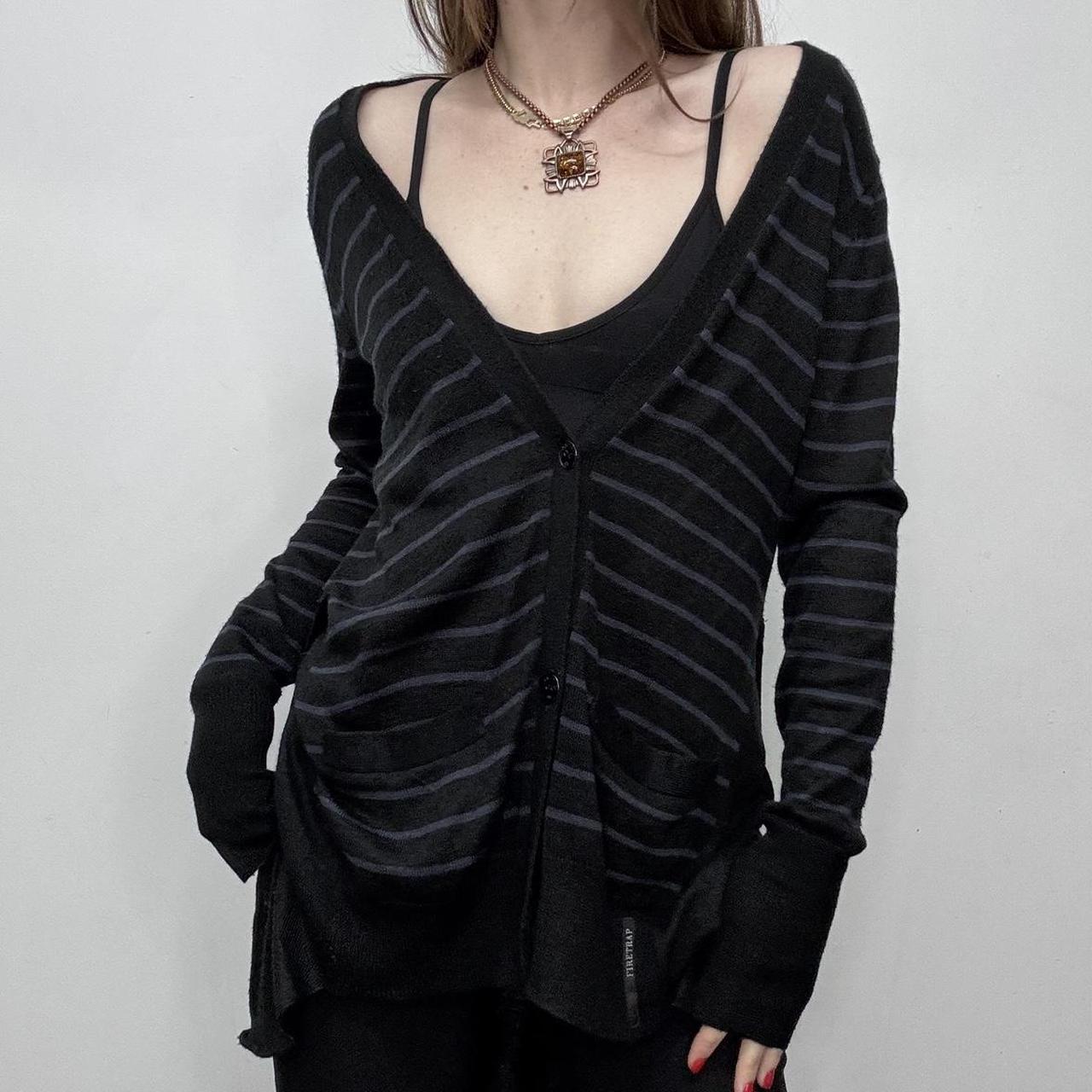 Slouchy striped knit cardigan