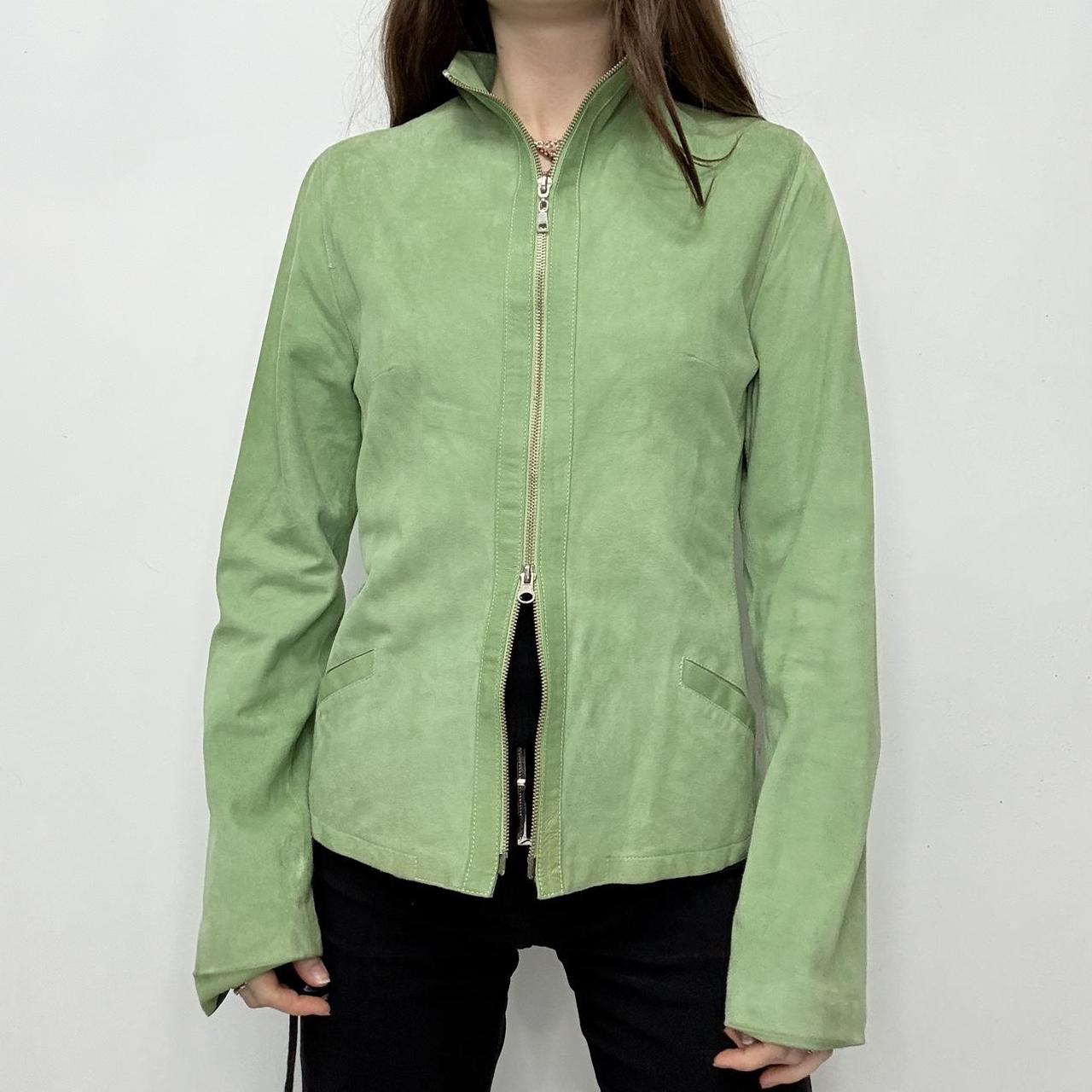 Fitted green suede jacket