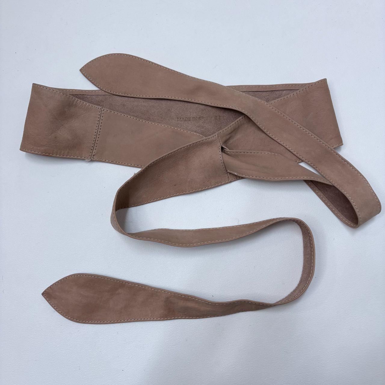 Tan leather wrap bow belt