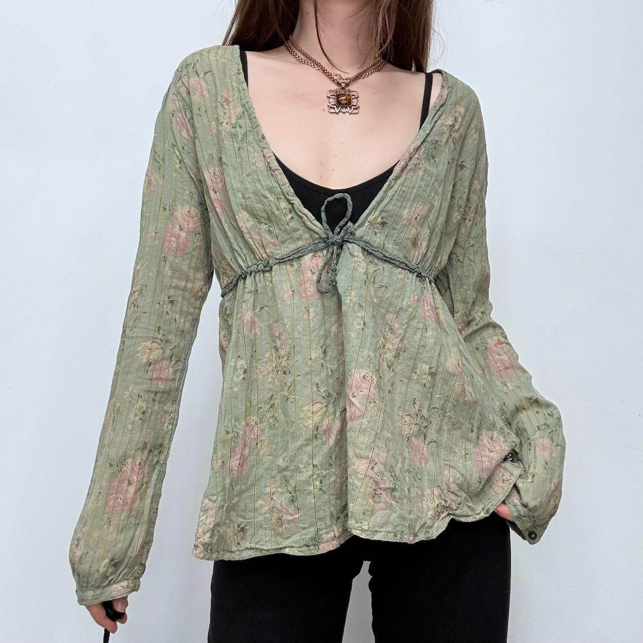 Green floral fairy blouse shirt