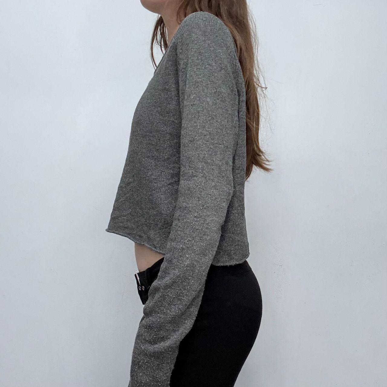 Grey slash neck slouchy jumper
