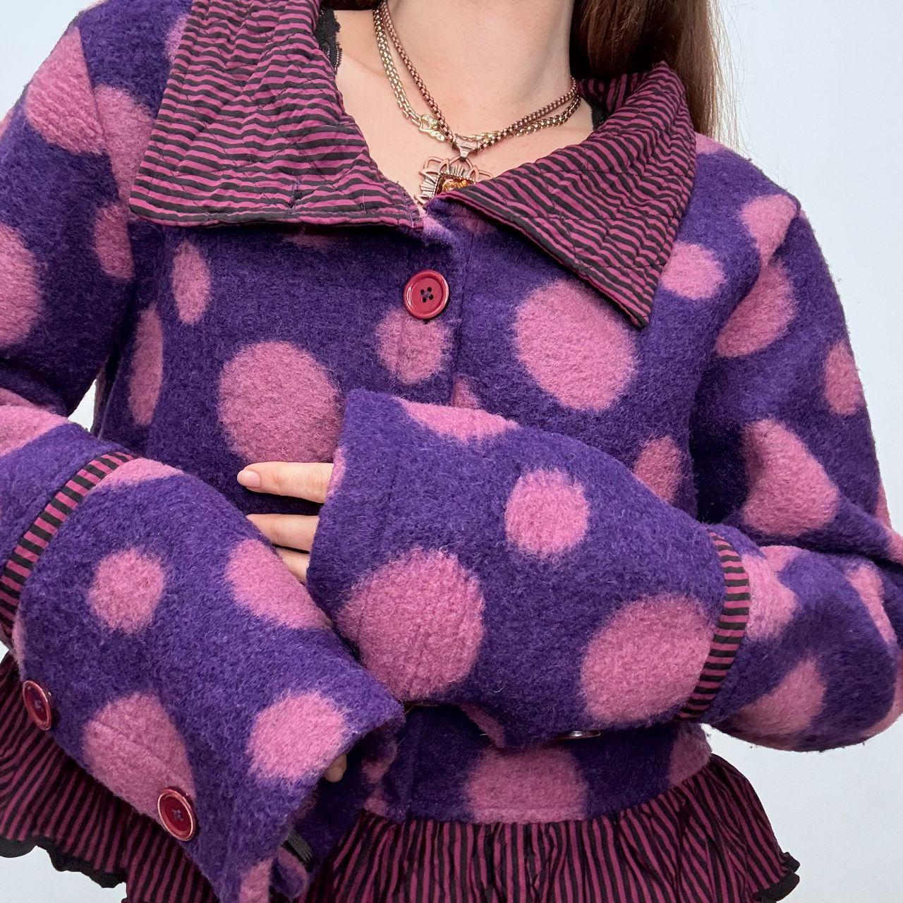 Pink polka dot wool flared jacket