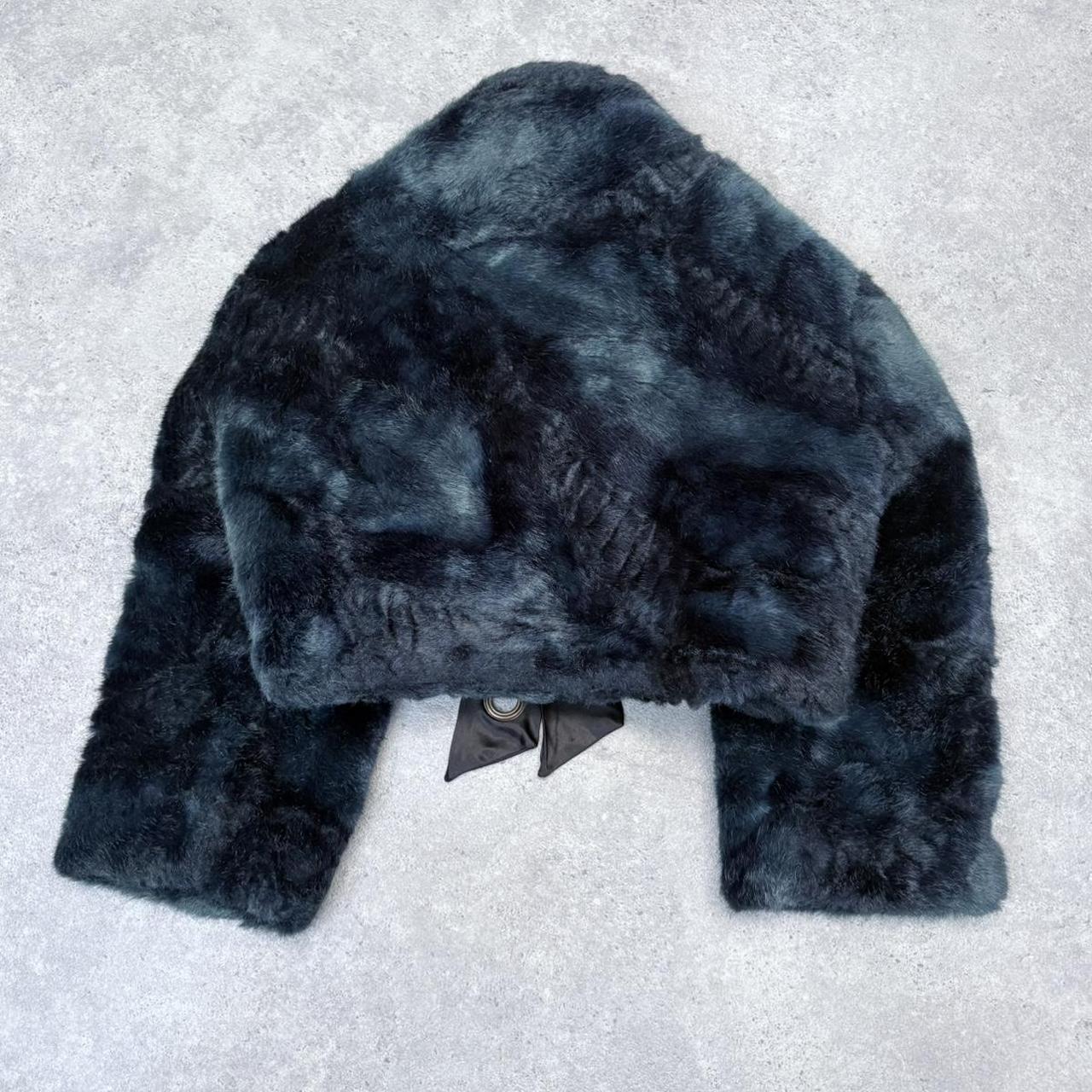 Miss Sixty blue fur cropped eyelet jacket
