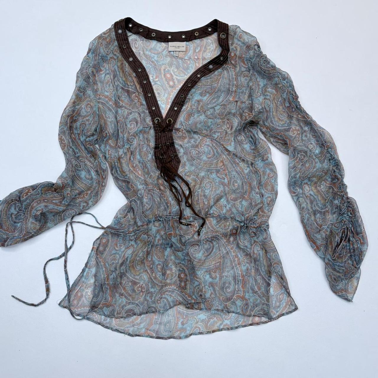 Sheer brown silk paisley shirt