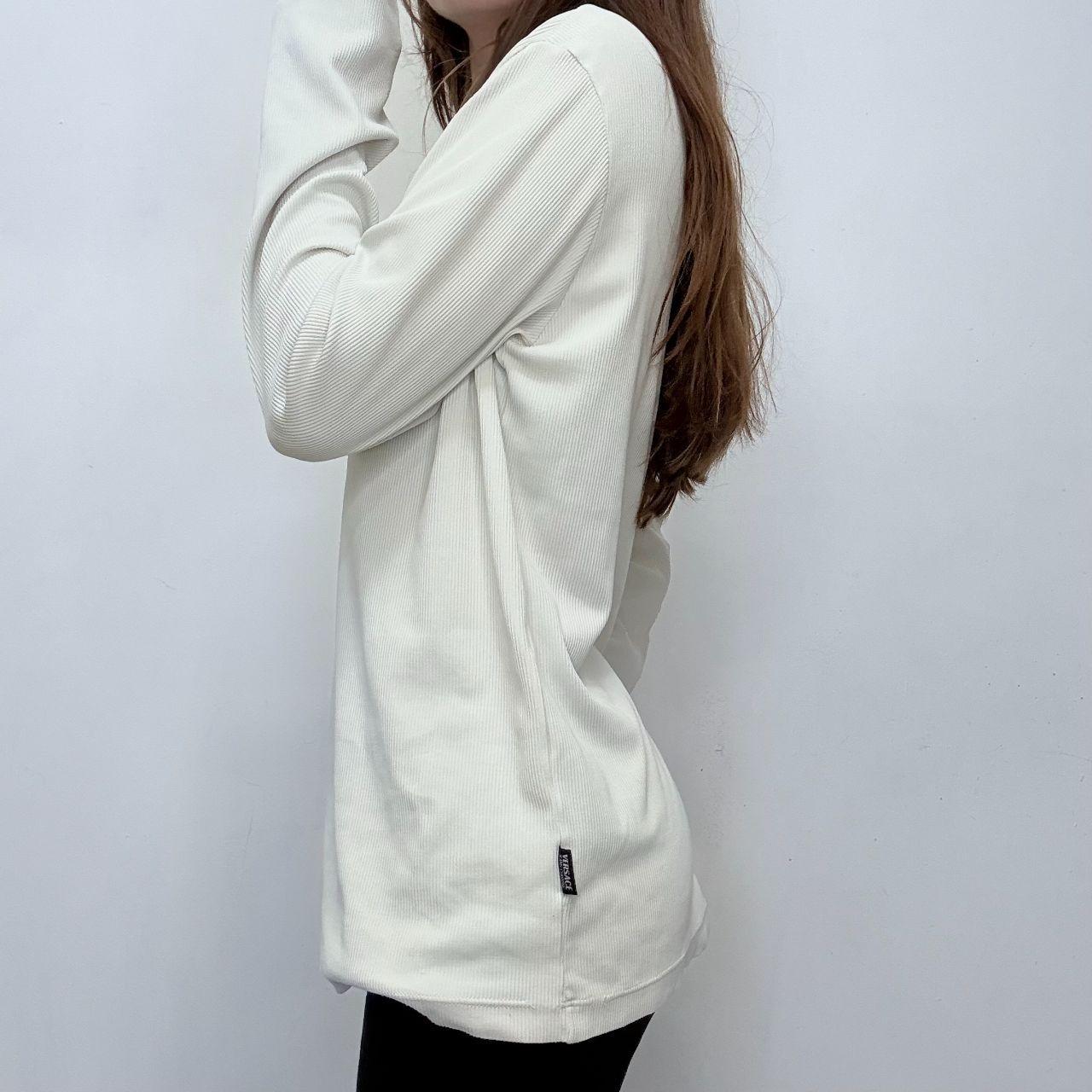 White ribbed versace long sleeve t-shirt