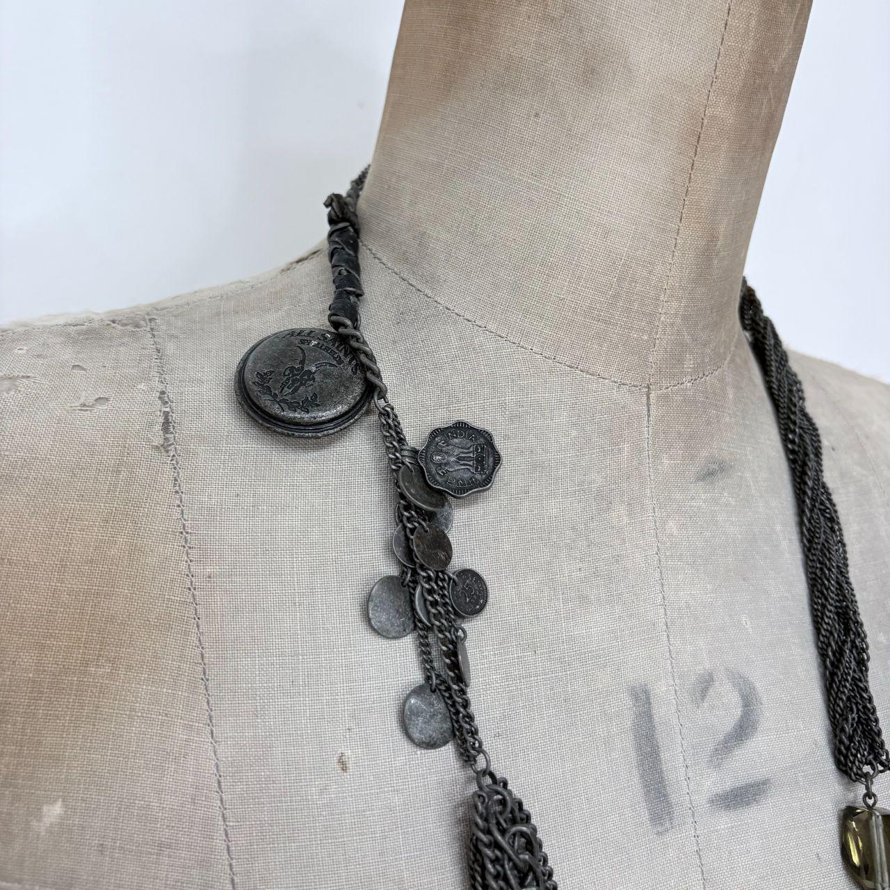 Allsaints grunge layered long chain necklace