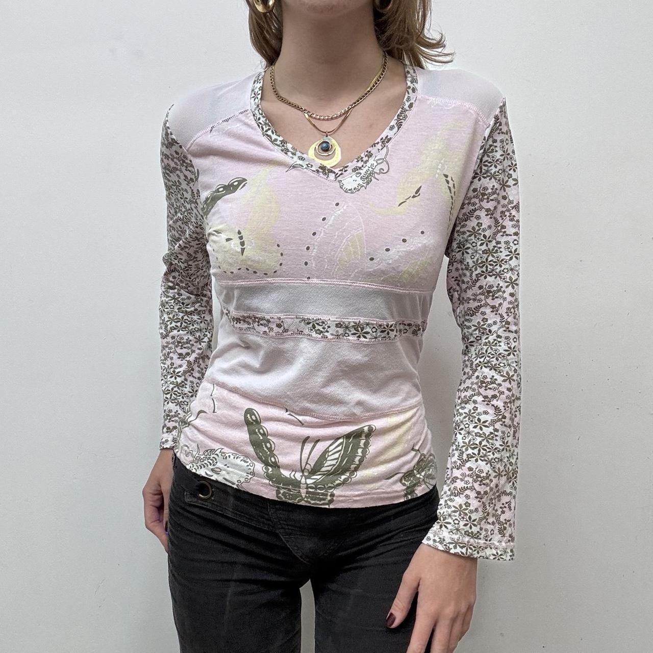 Sheer mesh patterned y2k top