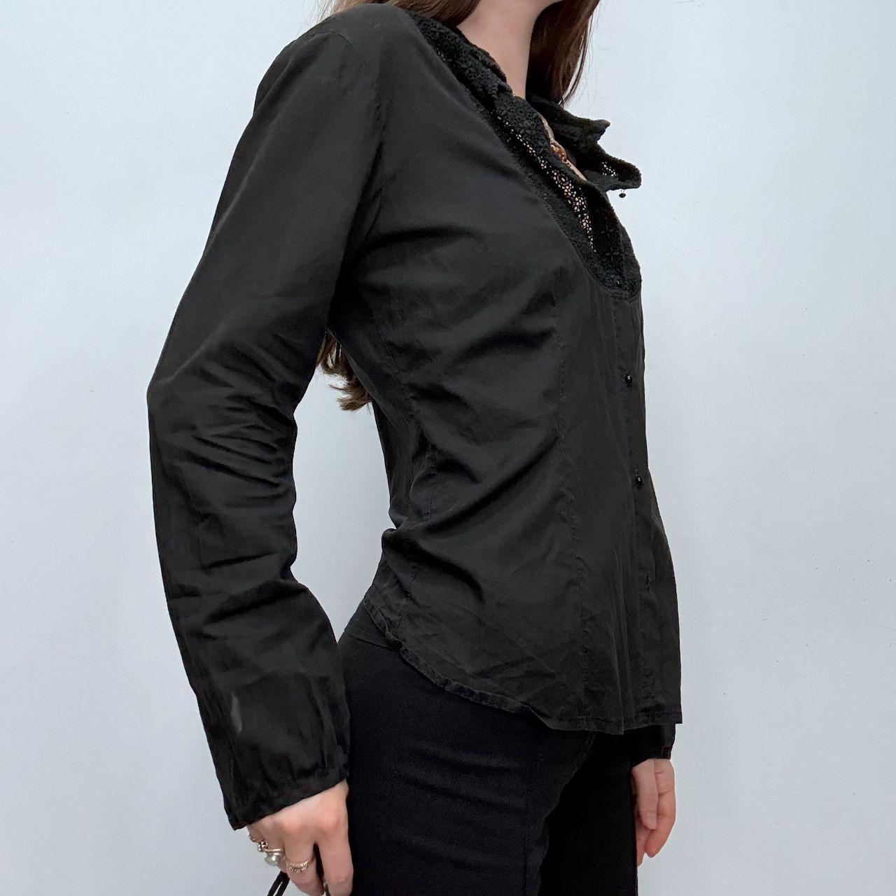 Black flared lace shirt