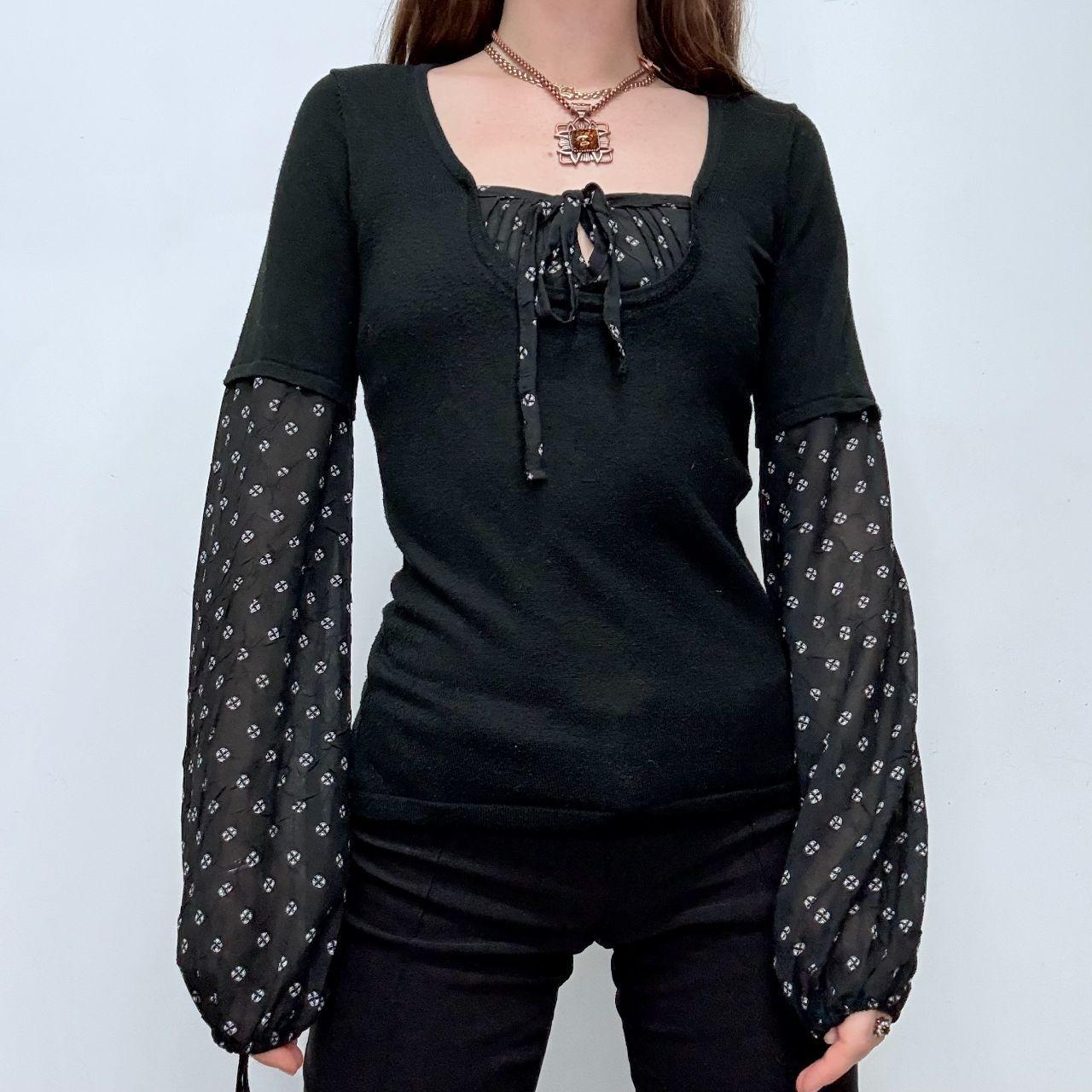 Black fitted flared puff shirt