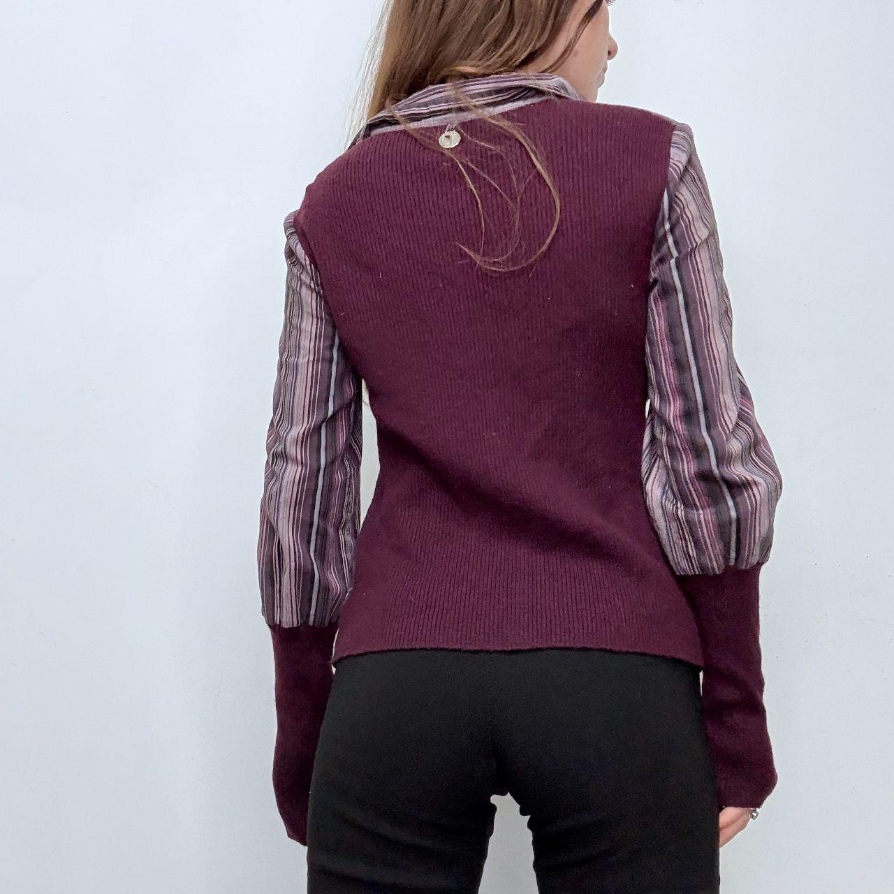 Pinstriped gathered flared puff shirt