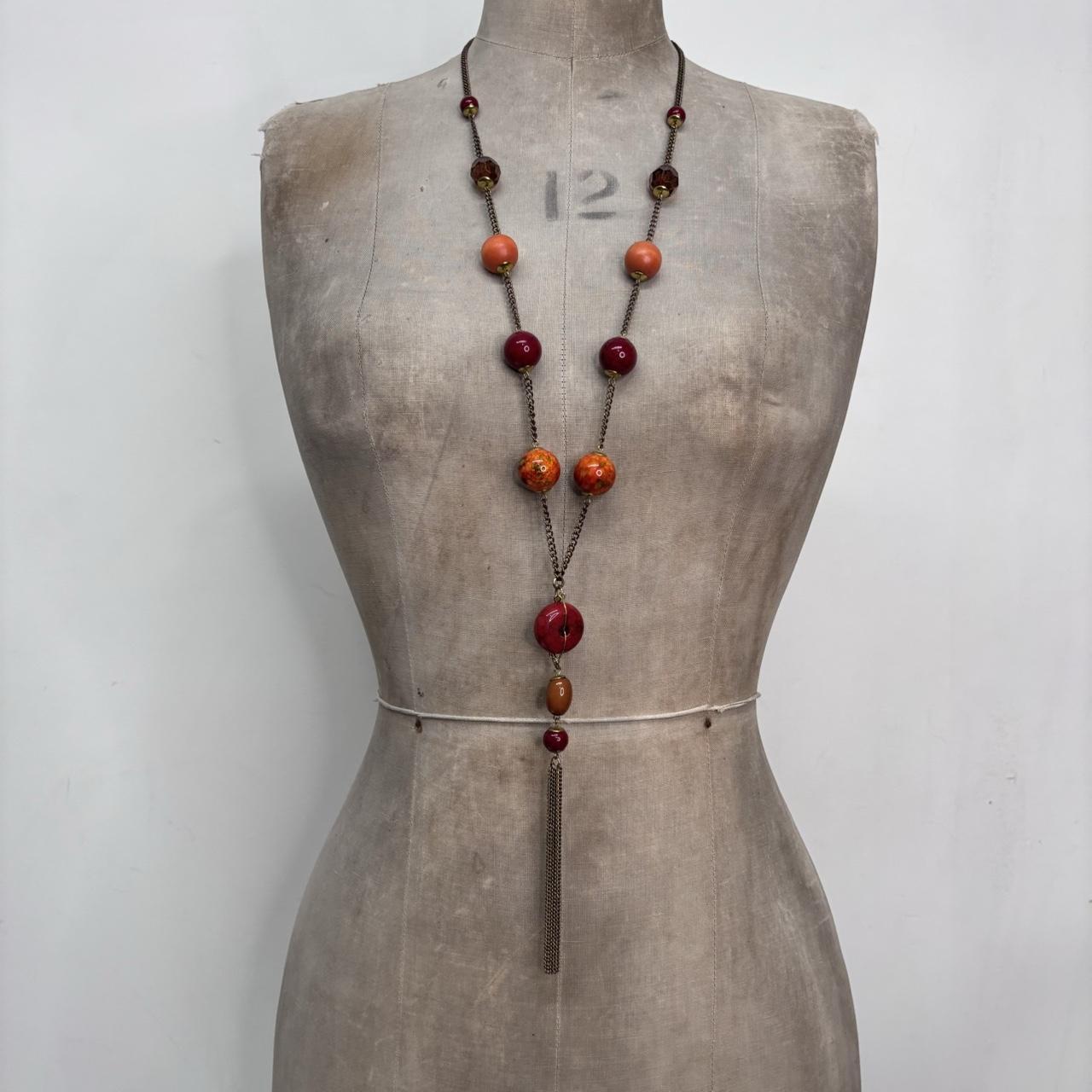 Long chain beaded necklace