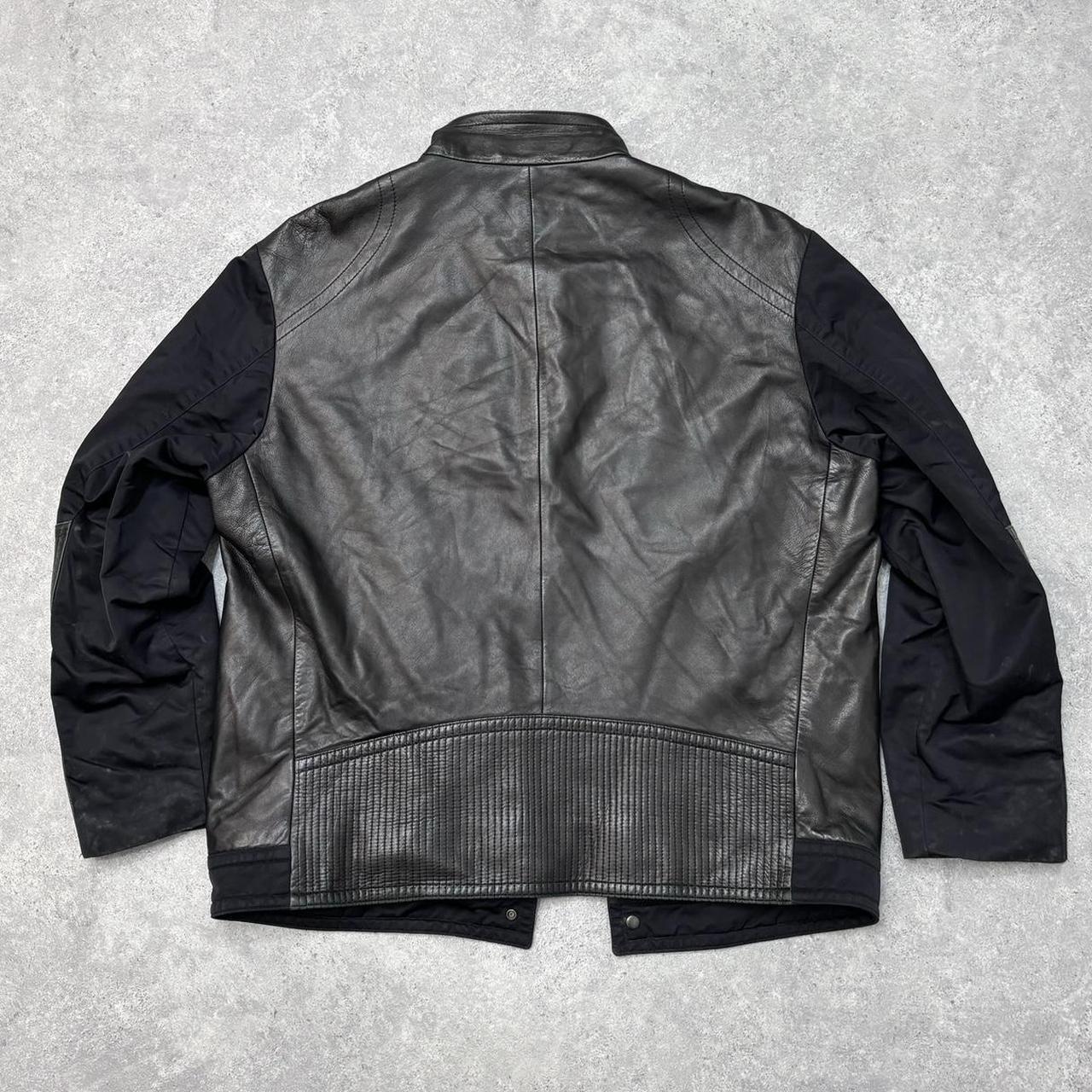 Oversized black leather Aviator jacket