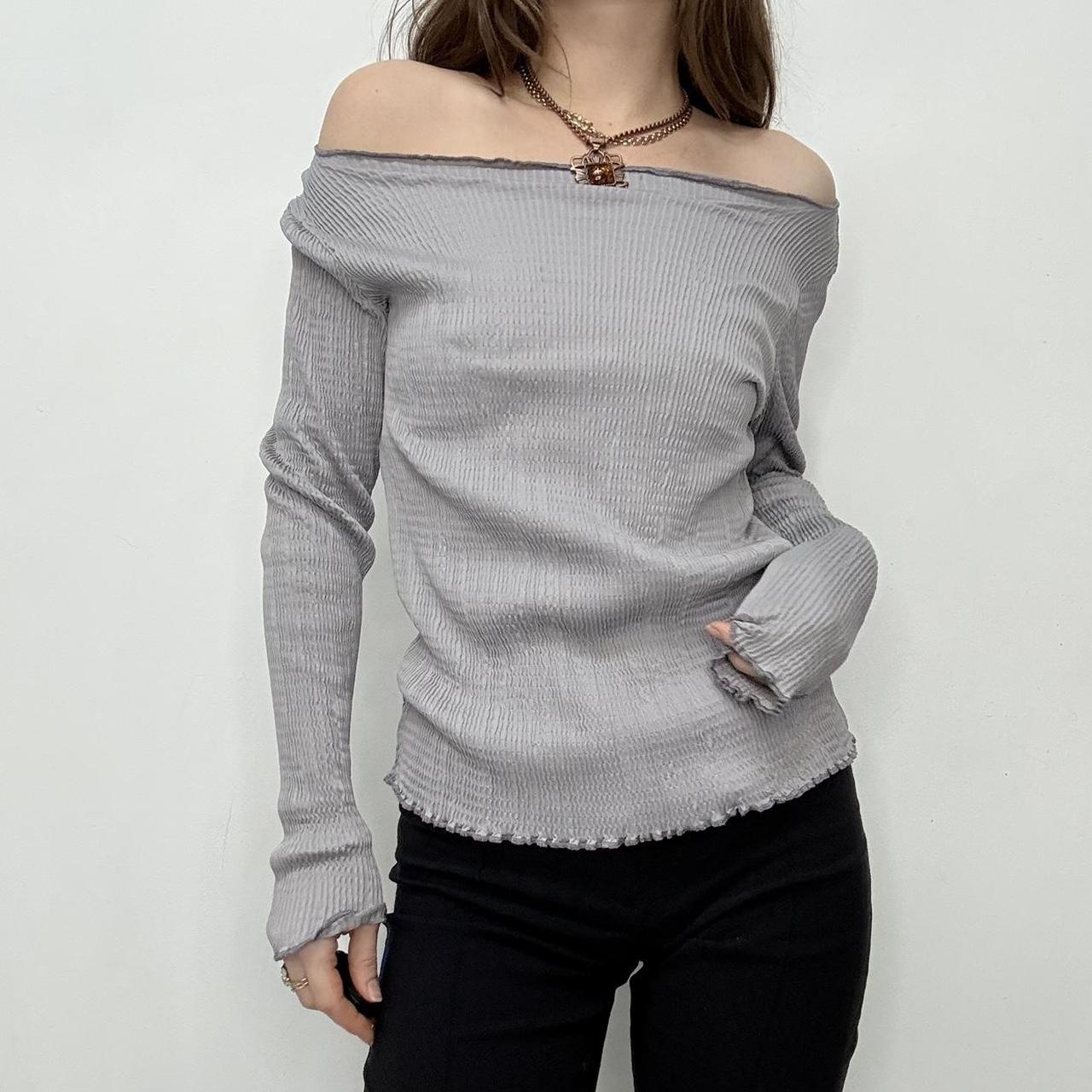 Slouchy crinkle wide neck top