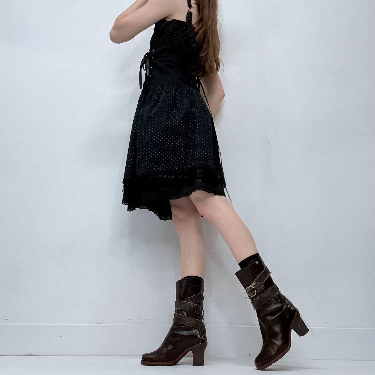 Black polkadot grunge gothic corset dress