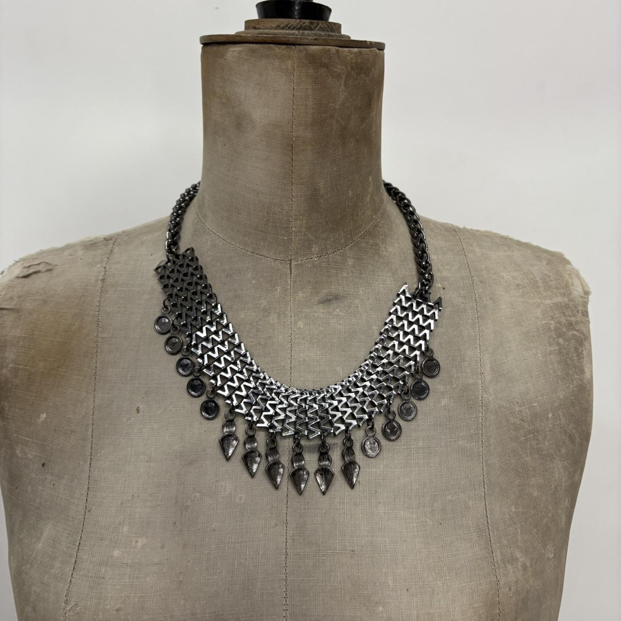 Chunky oversized dark silver necklace