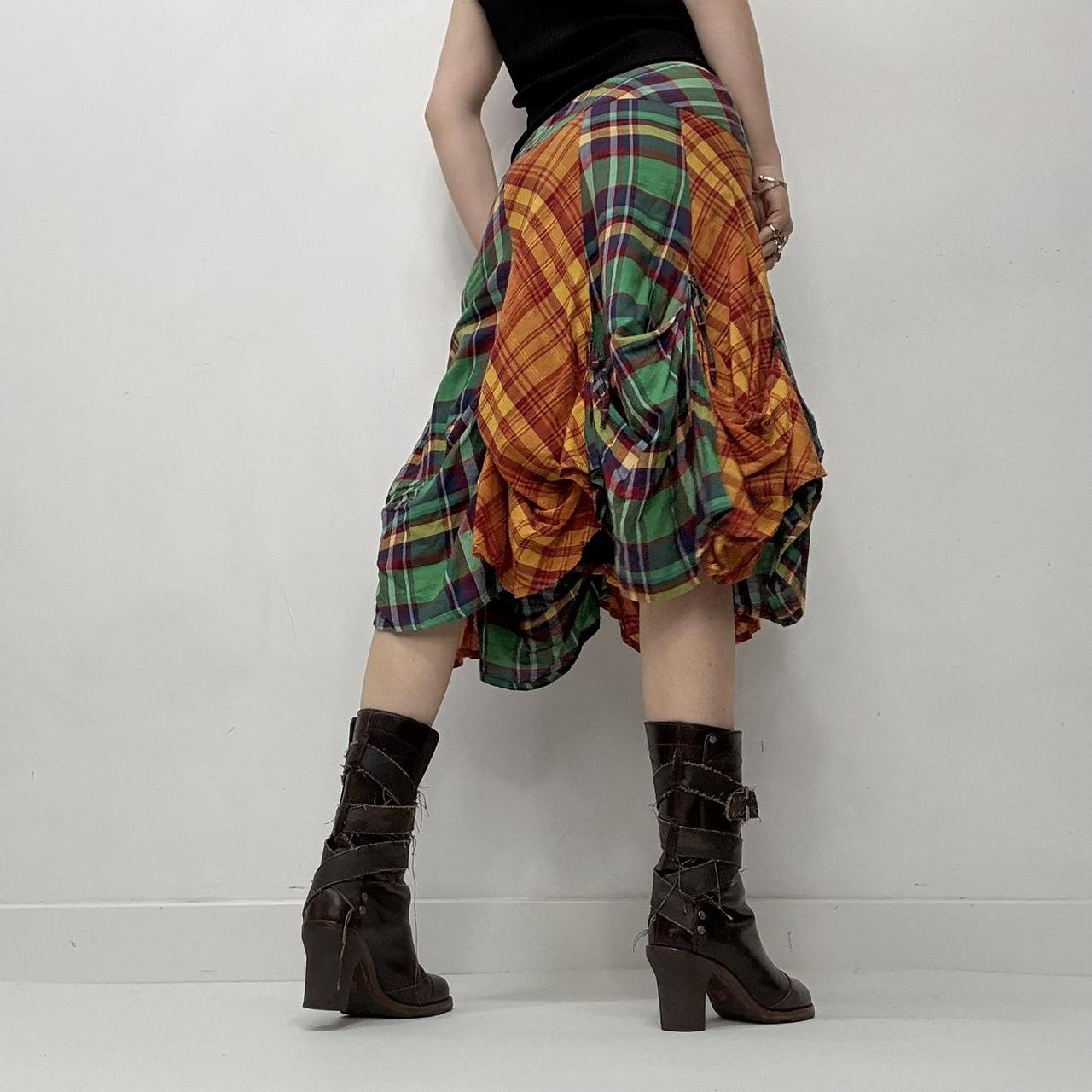 Checked tartan layered puff skirt