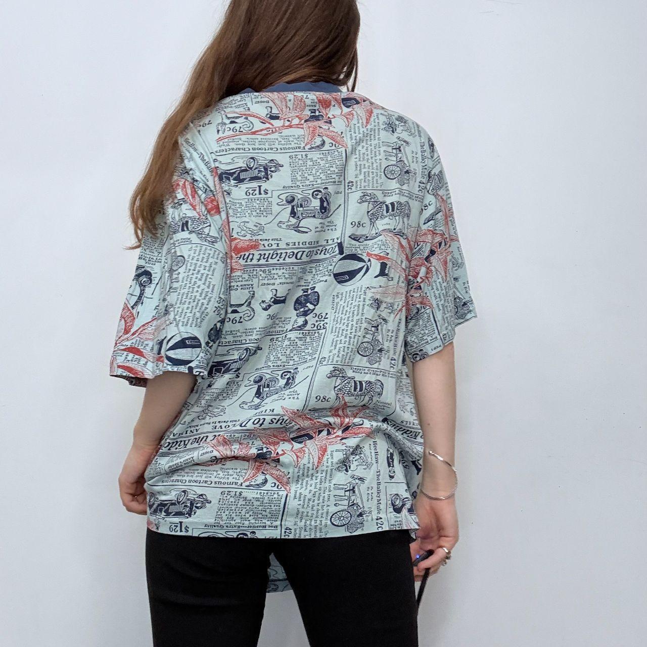 Oversized slouchy graphic newsprint t-shirt