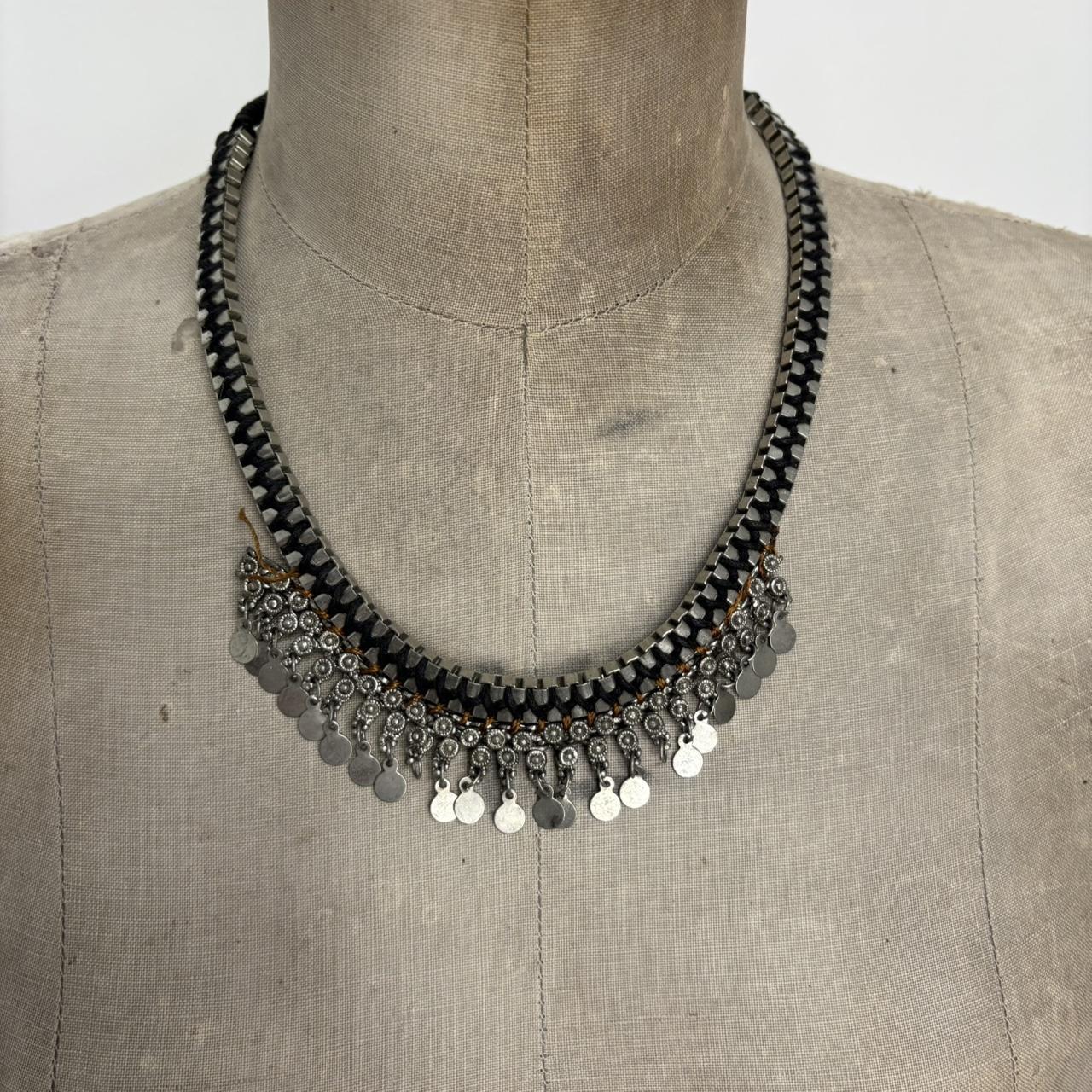 Silver chunky layered chain necklace