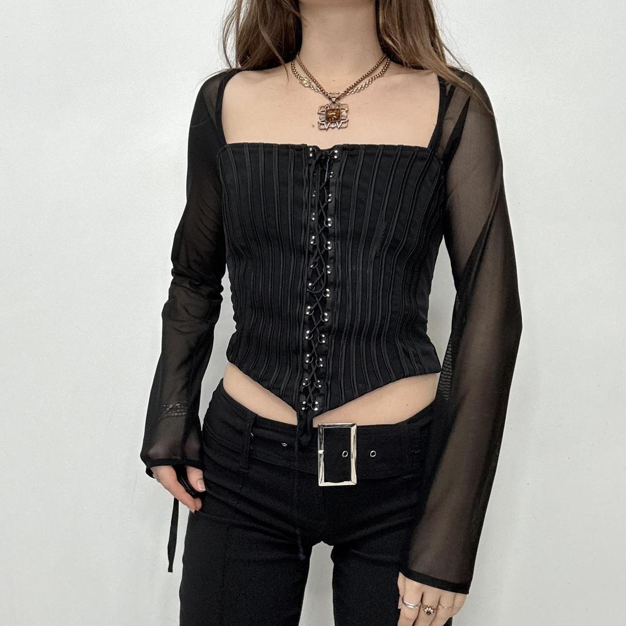 Black structured corset shirt