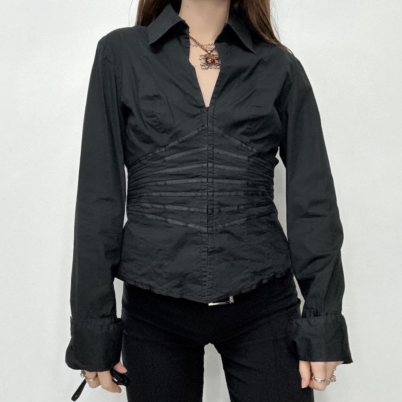 Black cinched corset shirt