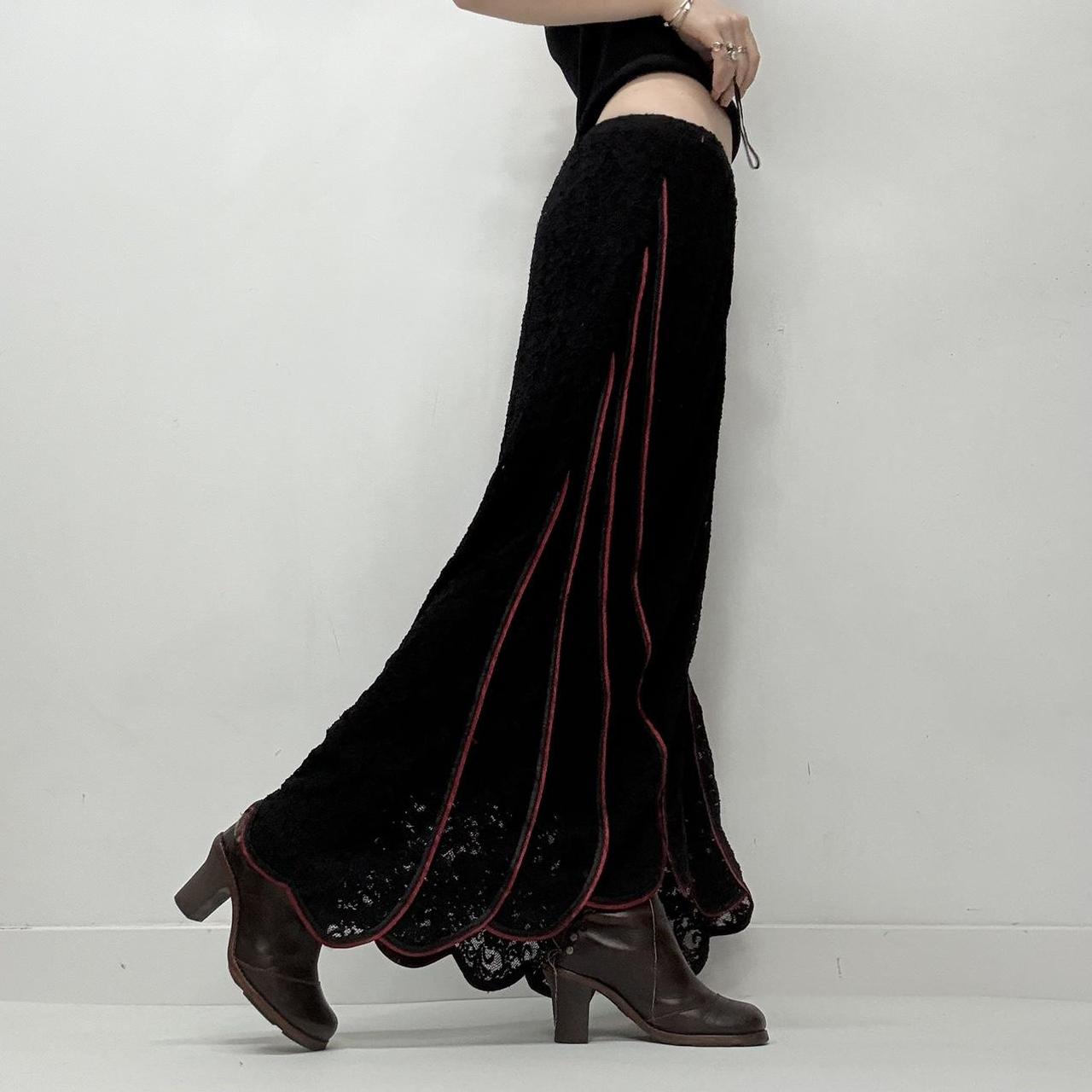 Black lace red gothic skirt