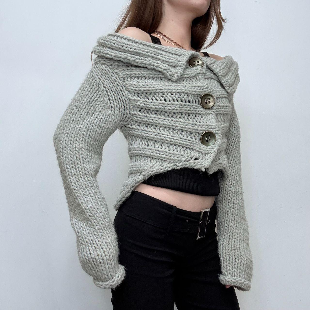 Chunky knit wide neck cardigan
