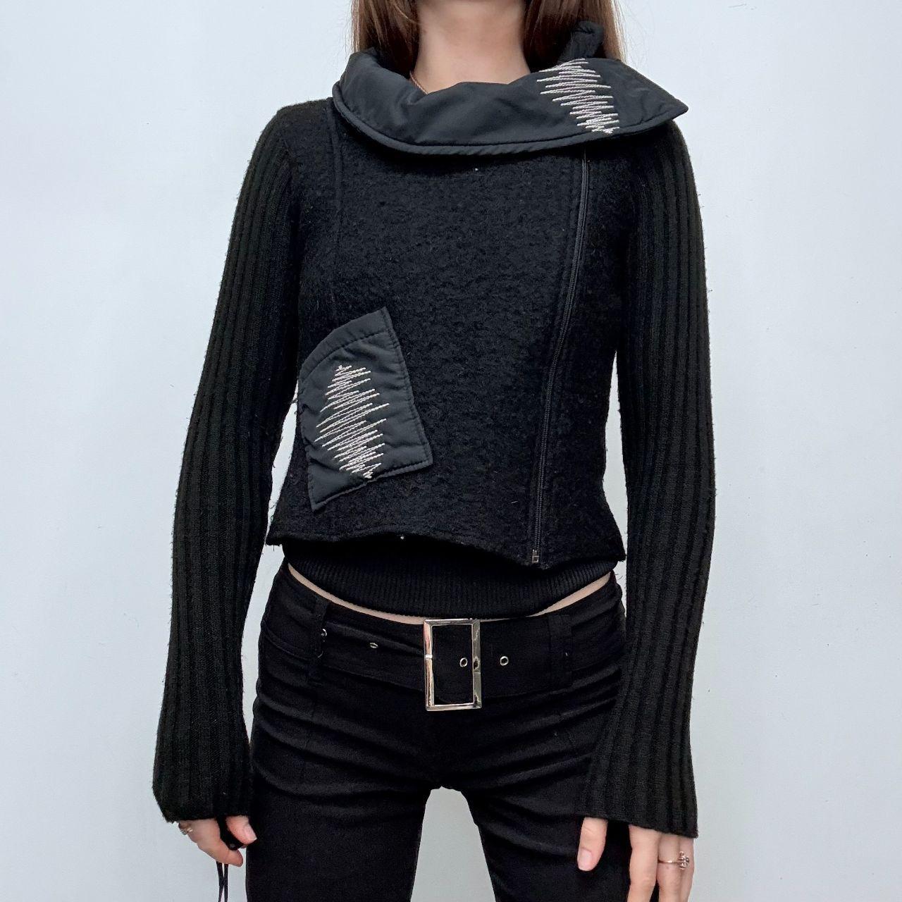 Black wool asymmetric top