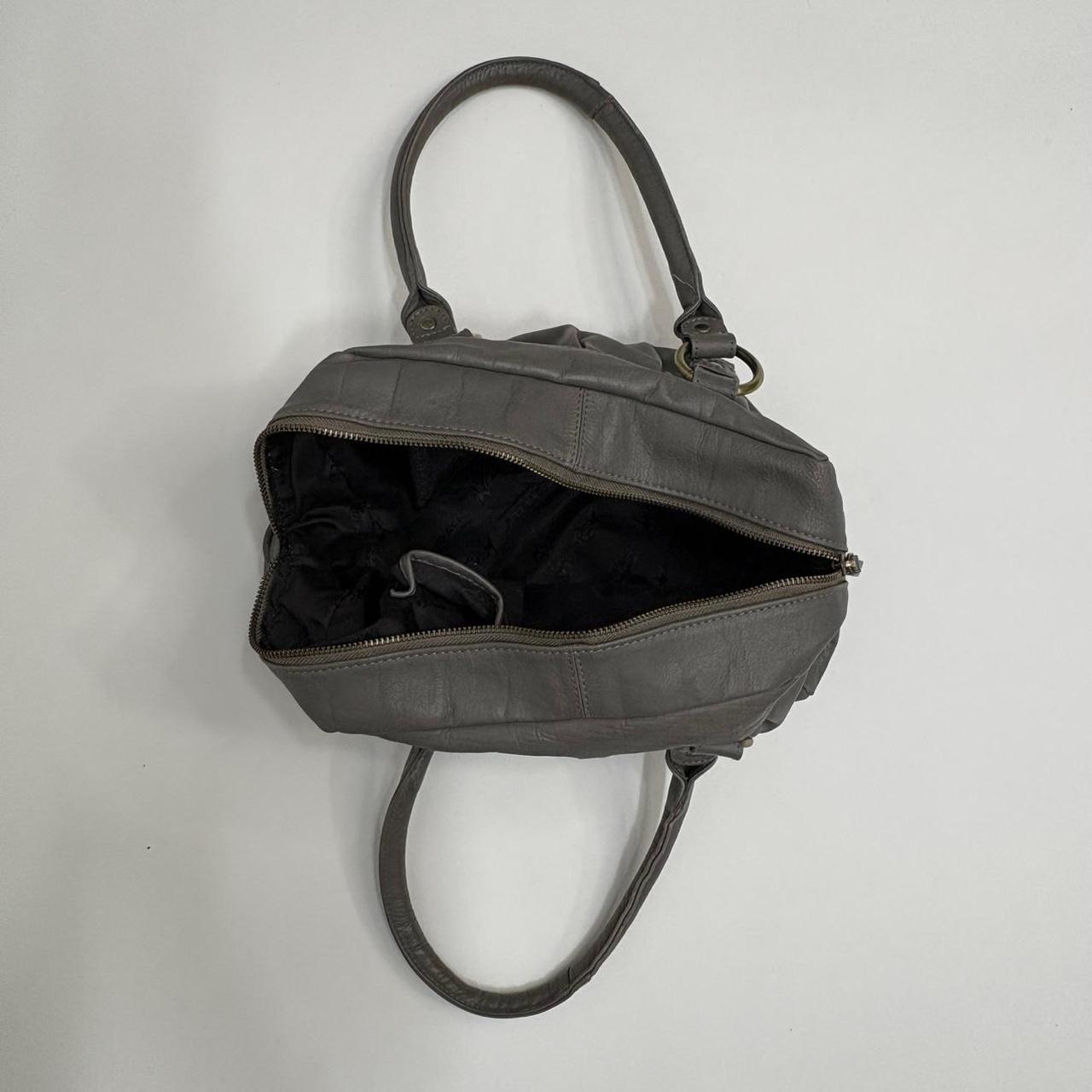 Grey leather slouchy shoulder bag