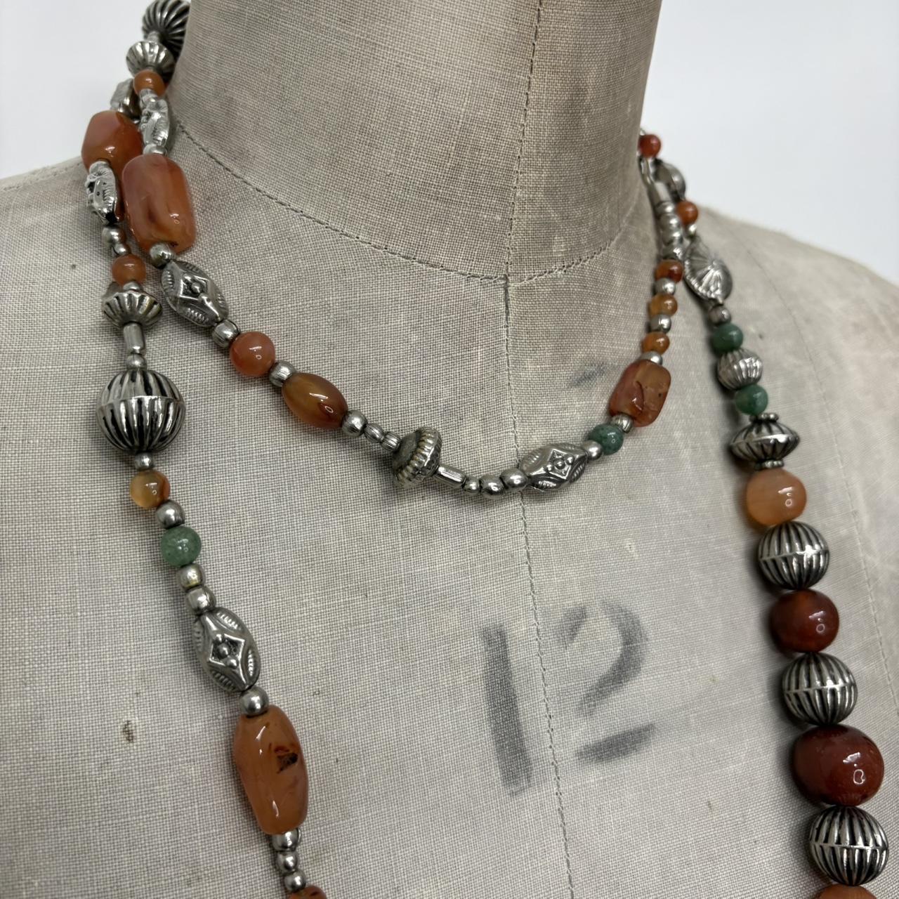 Gemstone silver bead necklace