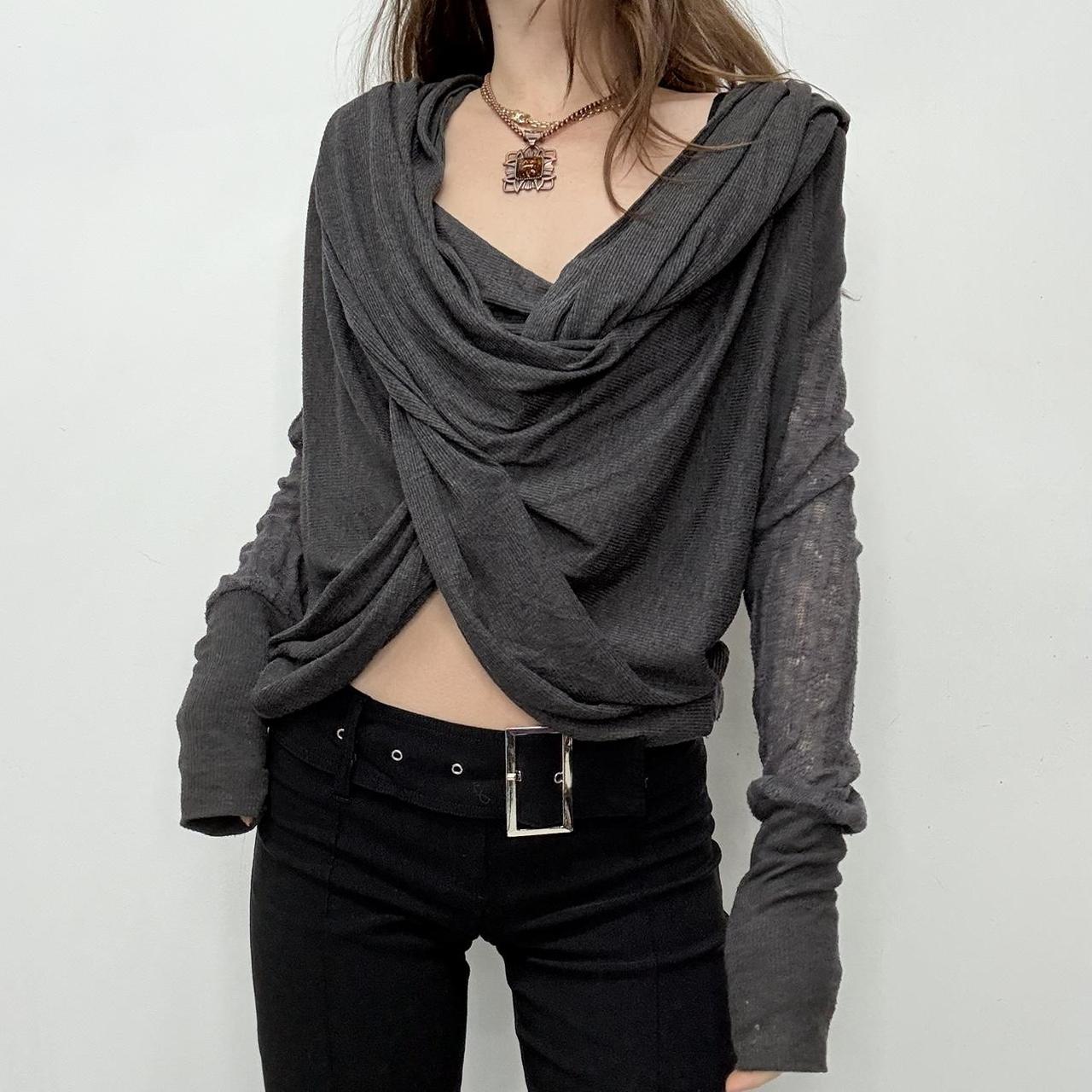 Slouchy grey draped jumper