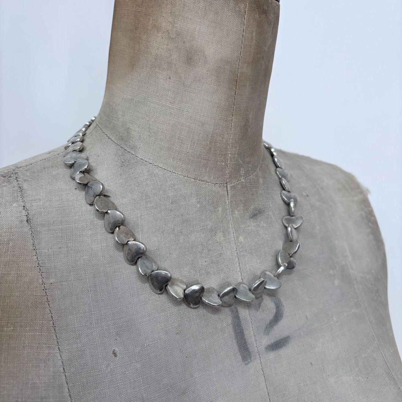 Chunky love heart silver charm necklace