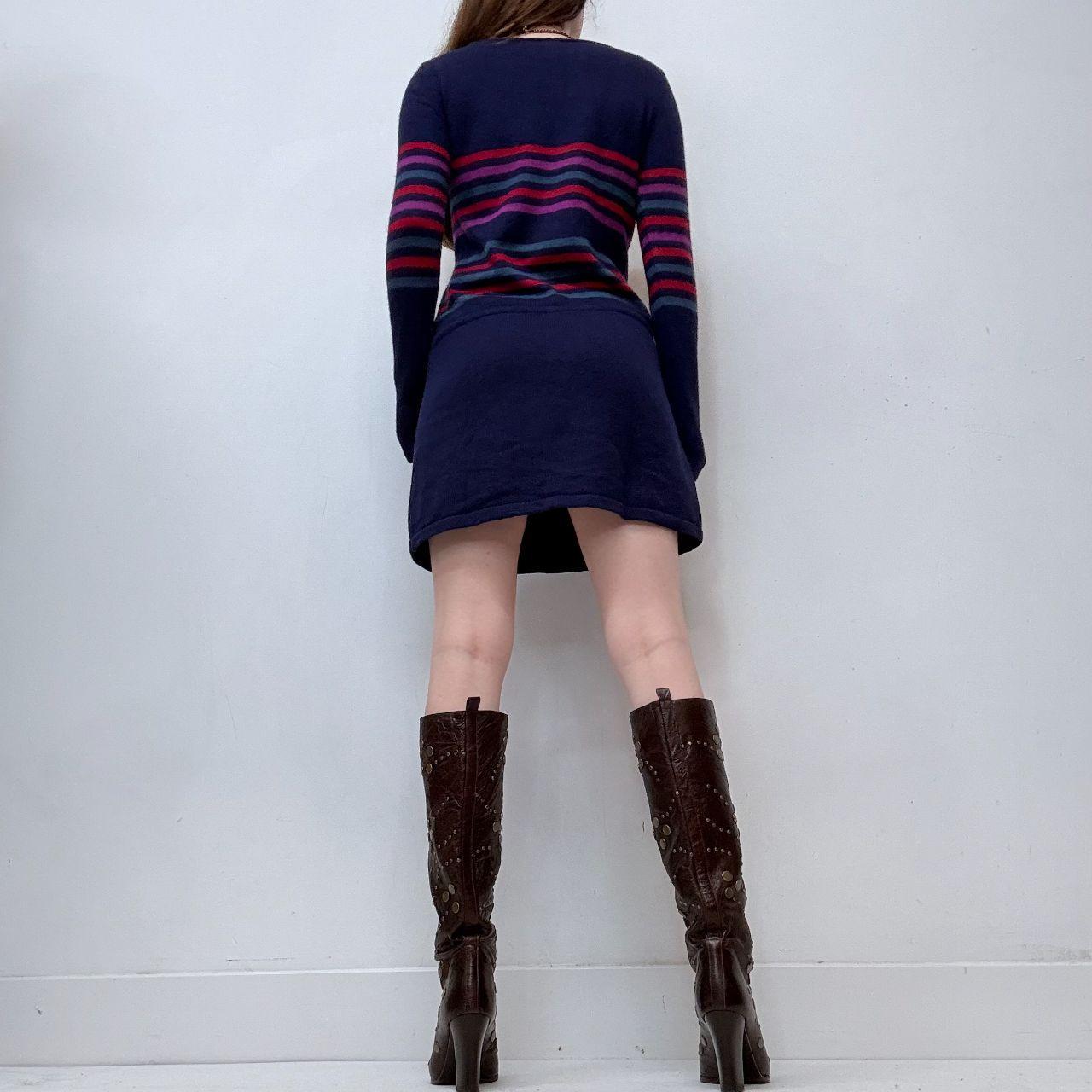 Striped wool long sleeve mini dress