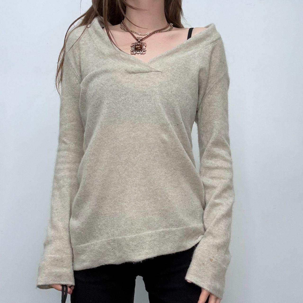 Grey slouchy wide neck knitted jumper