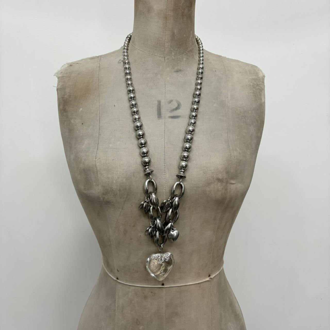 Silver metal heart necklace