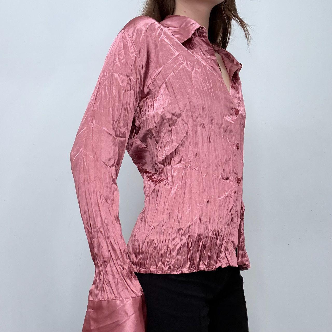 Pink crinkle flared shirt