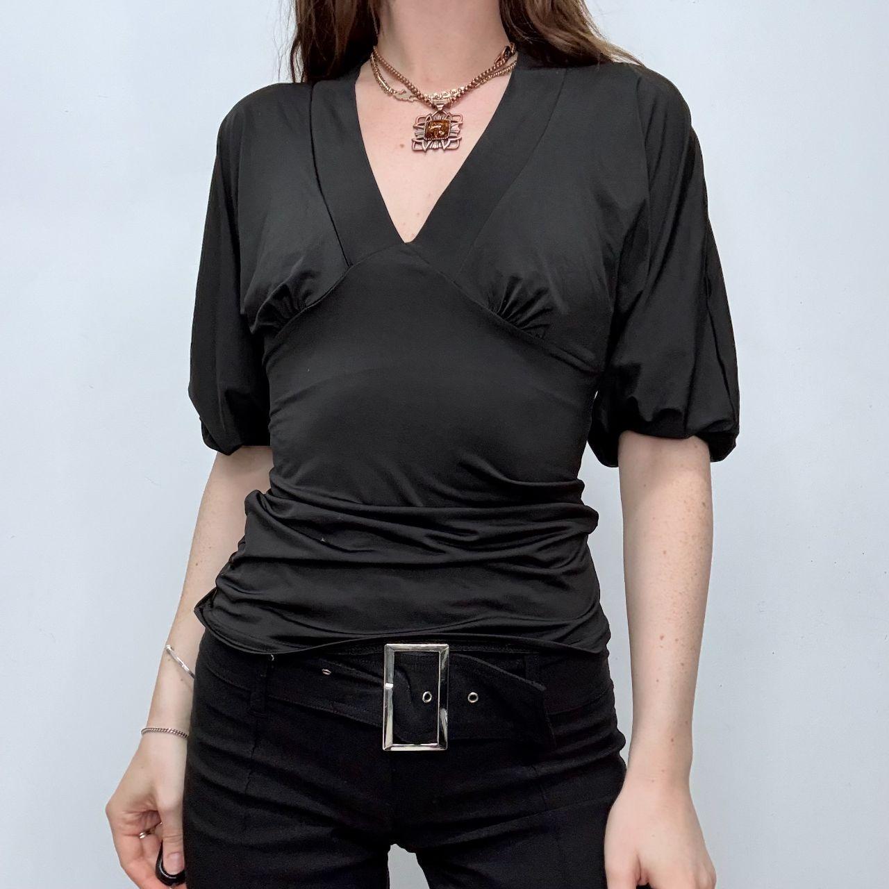 Black fitted flared puff shirt