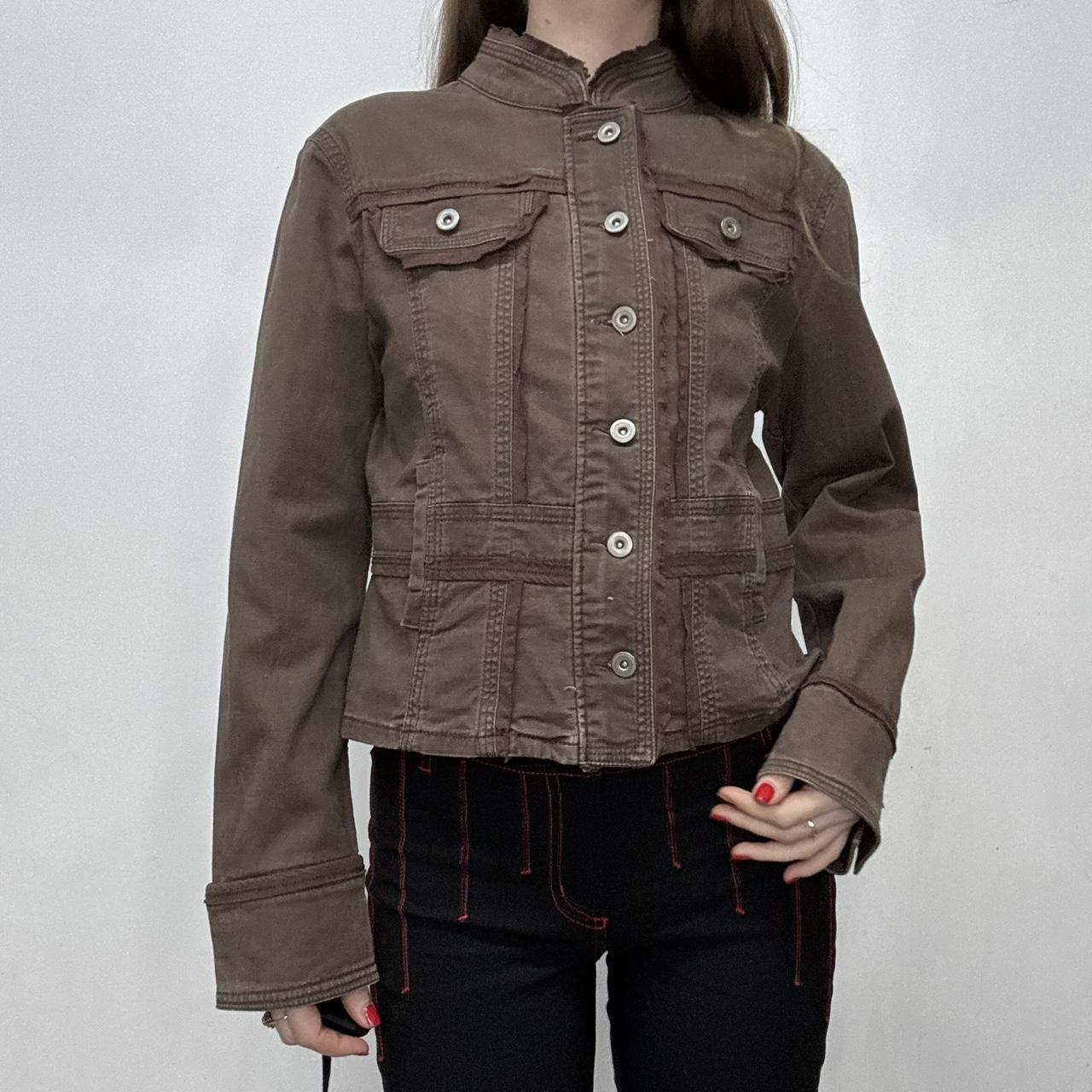 Brown boxy Lace denim jacket
