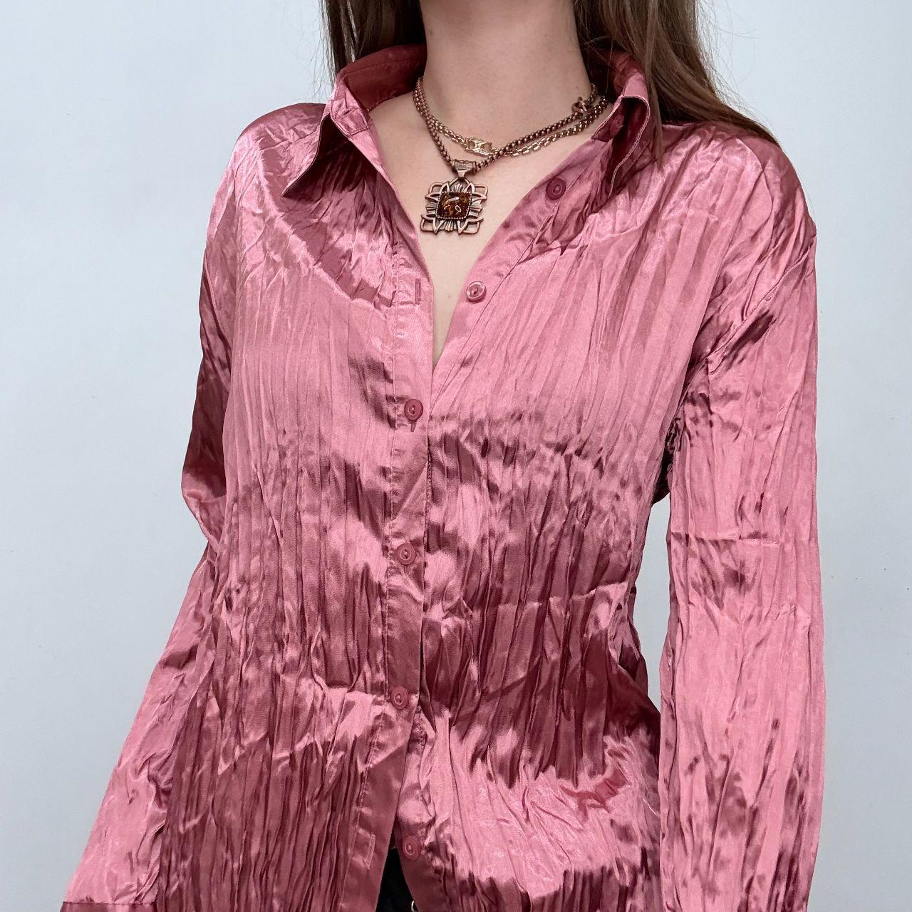 Pink crinkle flared shirt