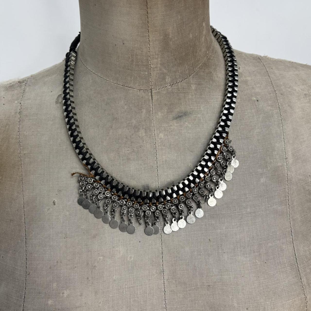 Silver chunky layered chain necklace