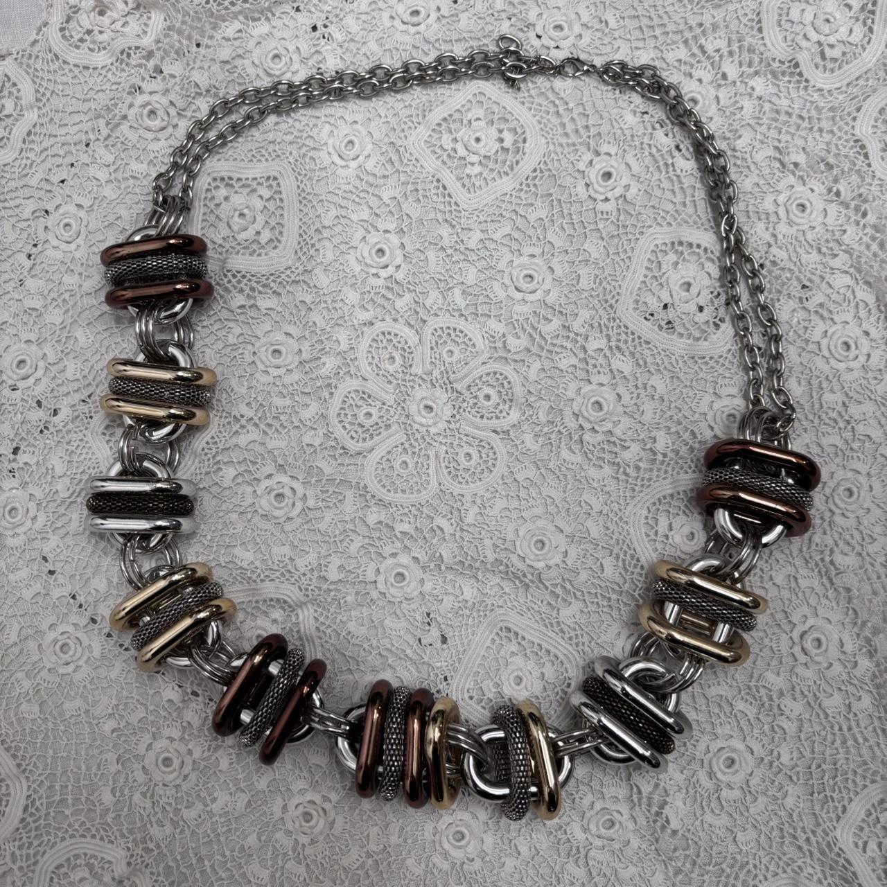 Mixed metal chunky oversized grunge necklace