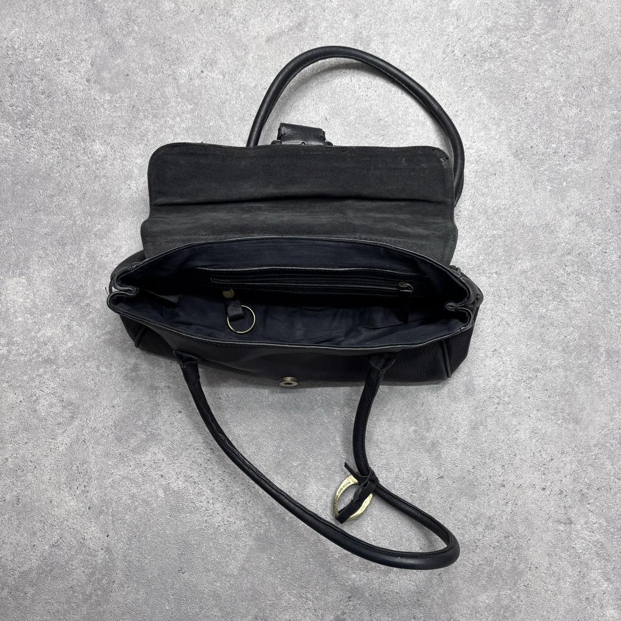 Black leather chunky baguette bag