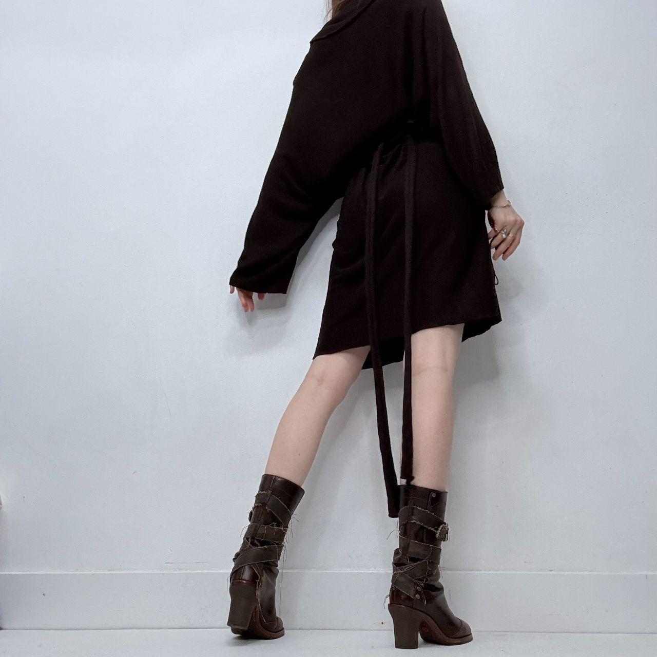 Brown studded flared slouchy dress