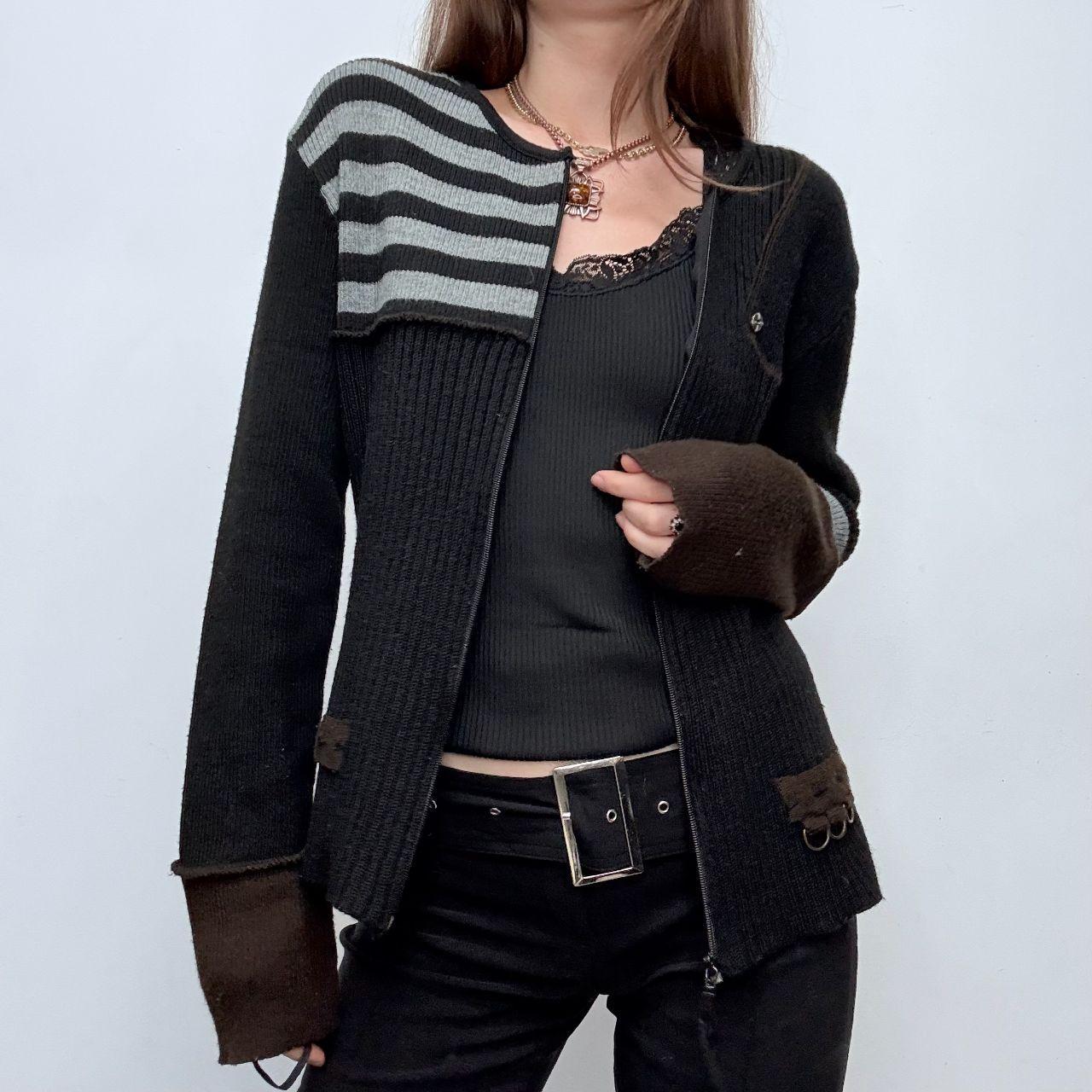 Black ribbed striped grunge cardigan