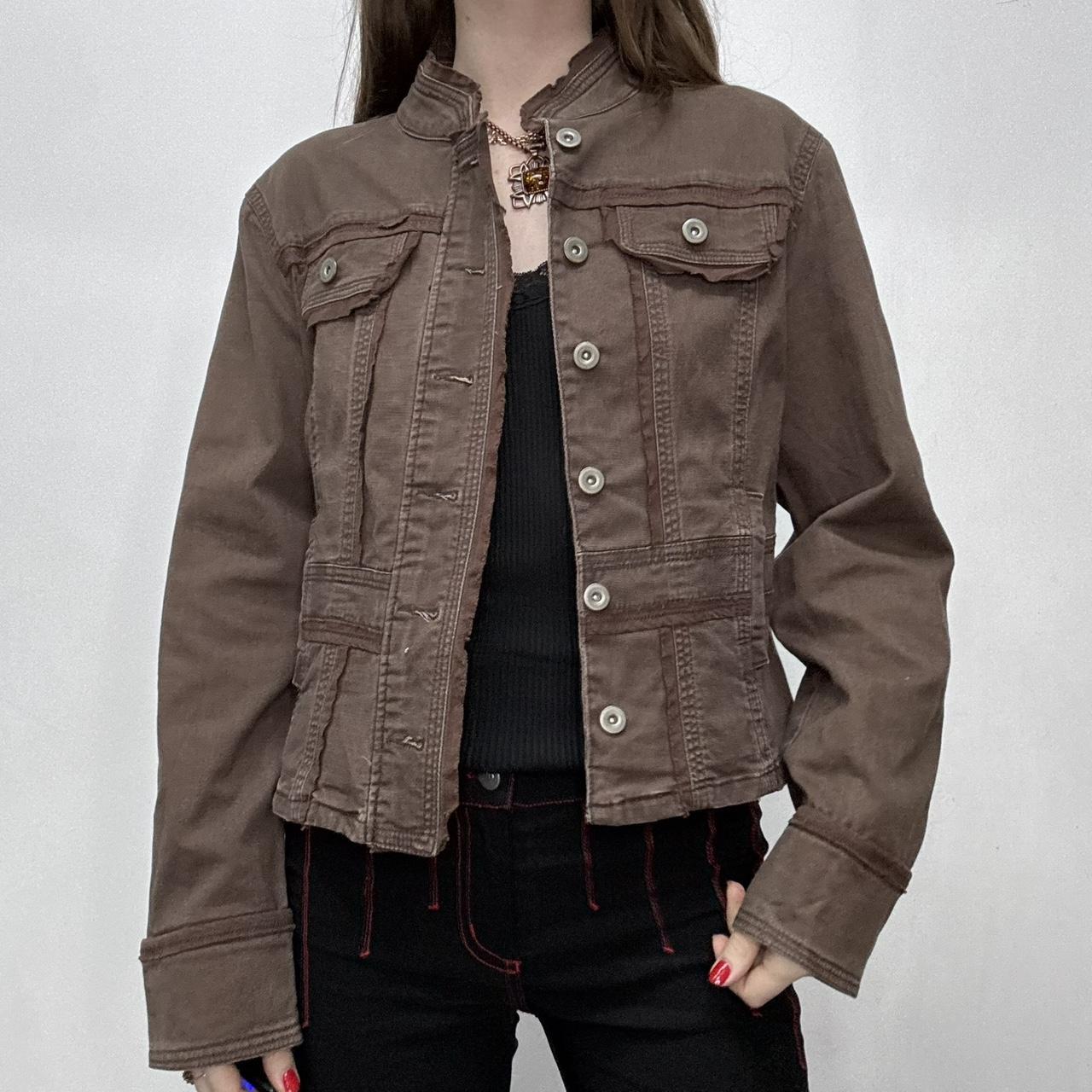 Brown boxy Lace denim jacket