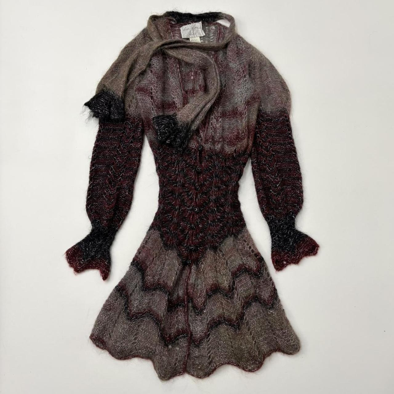 Sheer mohair knit long cardigan