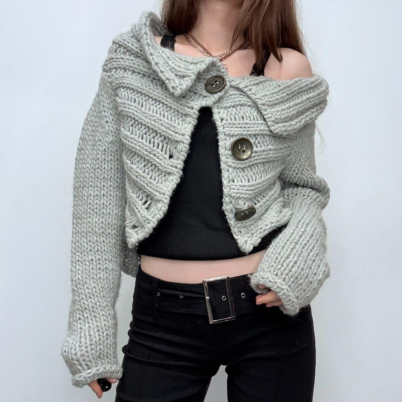 Chunky knit wide neck cardigan