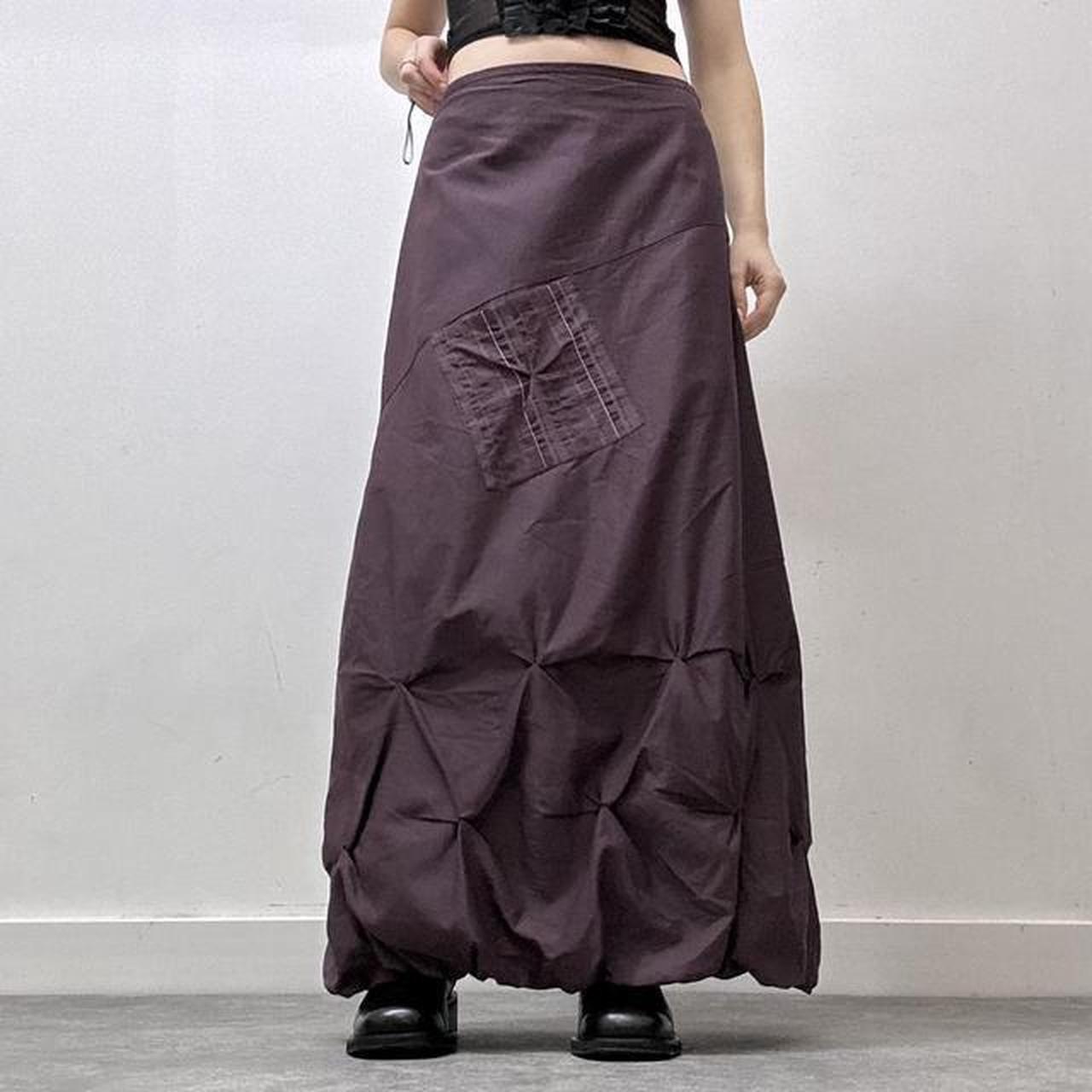 Ruched purple cargo maxi skirt