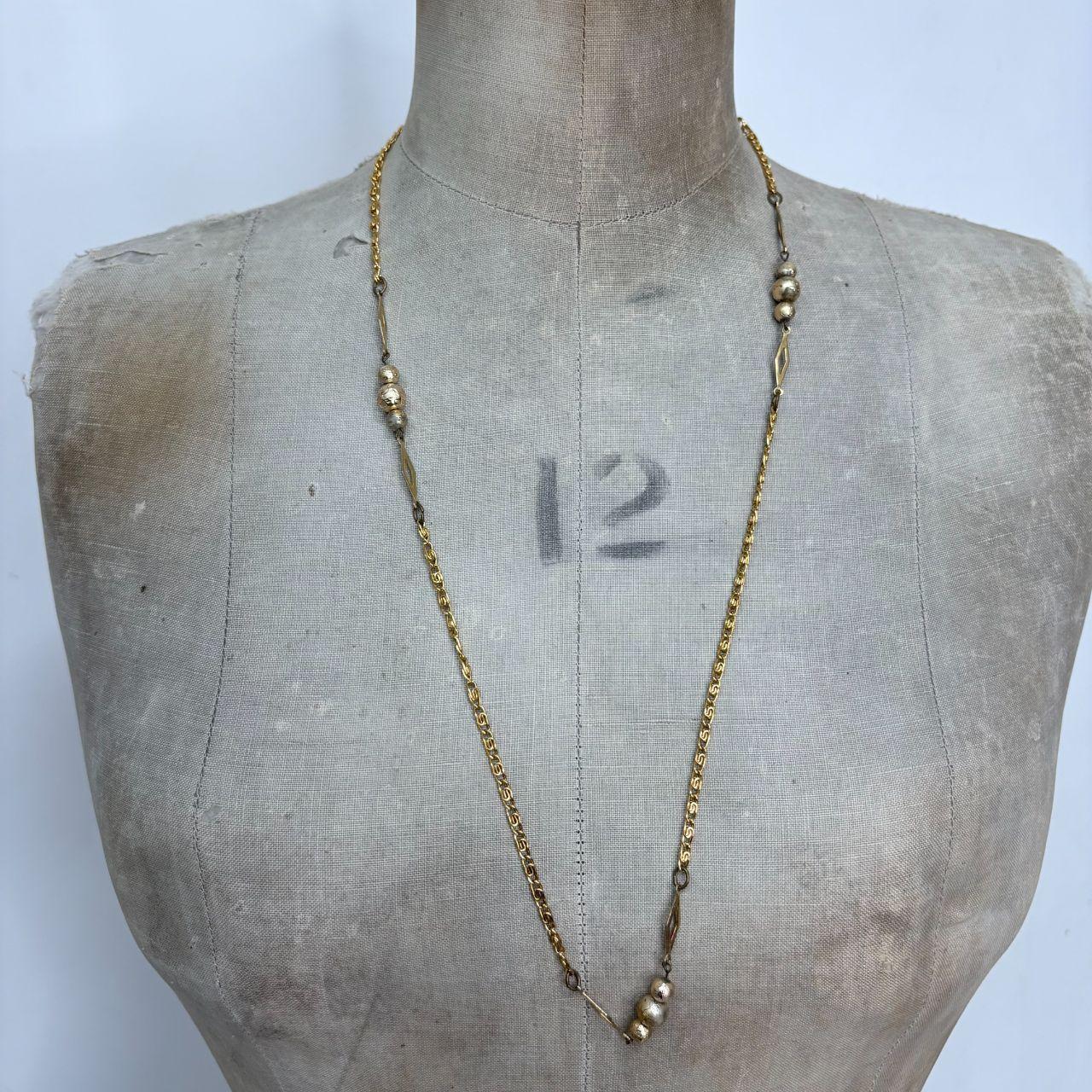 Long gold ball twist chain necklace