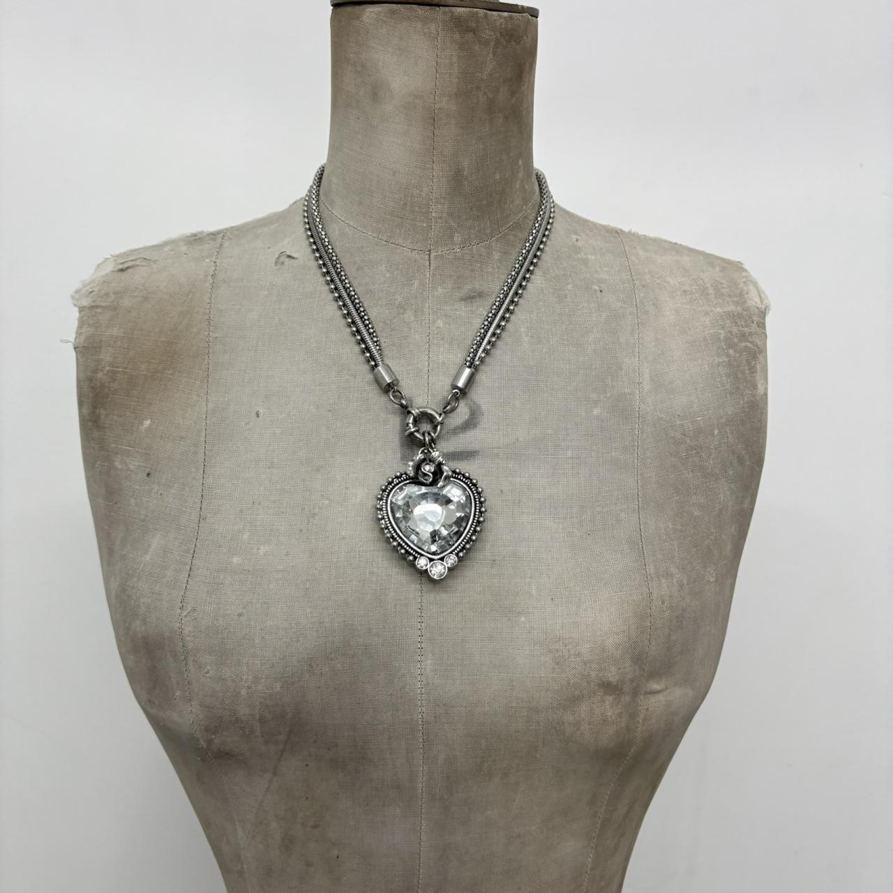 Silver metal heart necklace