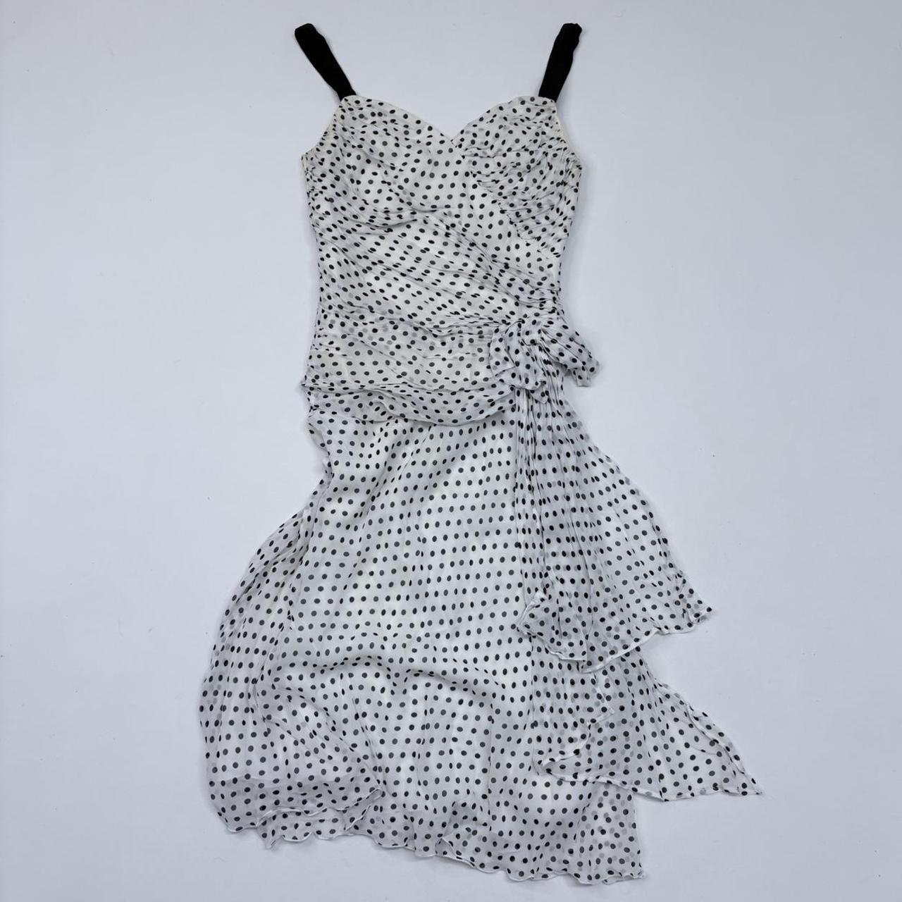 White wrap gathered polkadot dress
